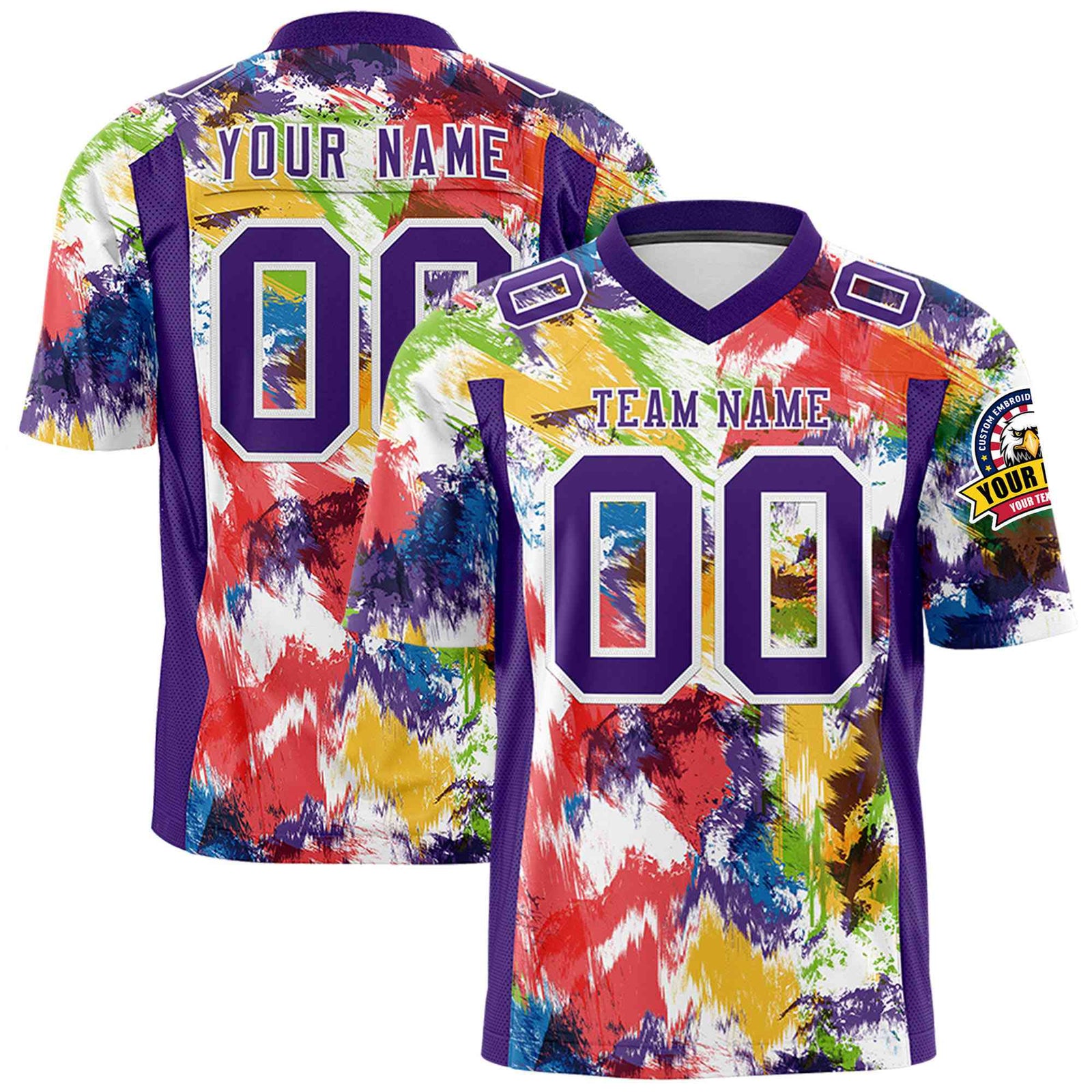 Custom Personalized Abstract Splattered Ink Colorful Graffiti Pattern Design Authentic Football Jersey