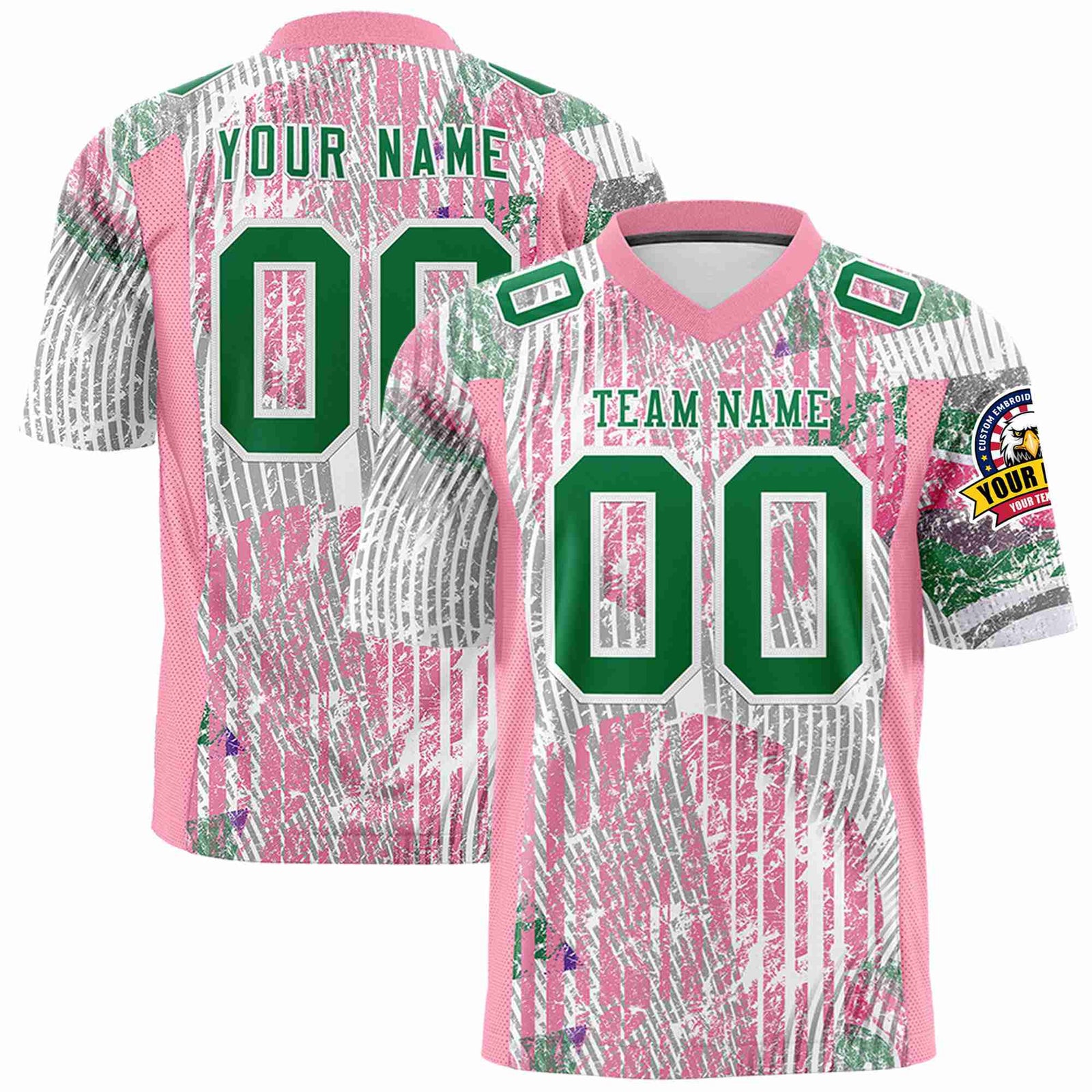 Custom Personalized Abstract Pink Green Graffiti Pattern Design Authentic Football Jersey