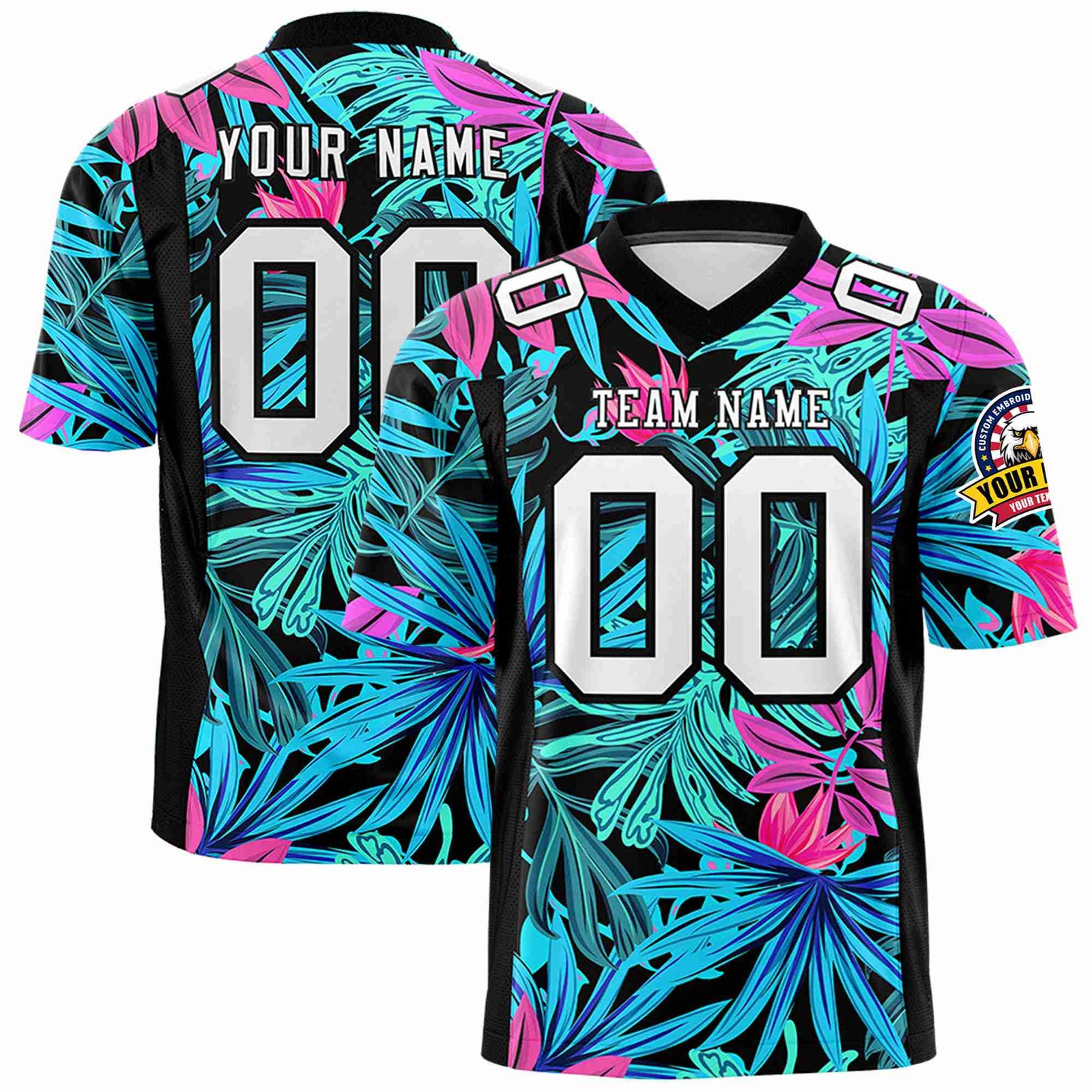 Custom Personalized Football Jersey - Tropical Paradise Design Personalized Name & Number