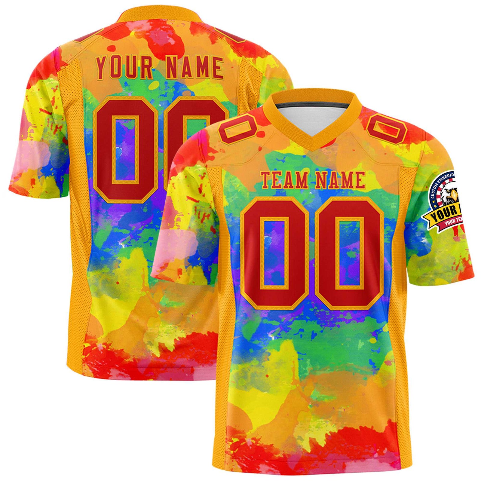 Custom Personalized Football Jersey Colorful Abstract Design - Personalized Name & Number