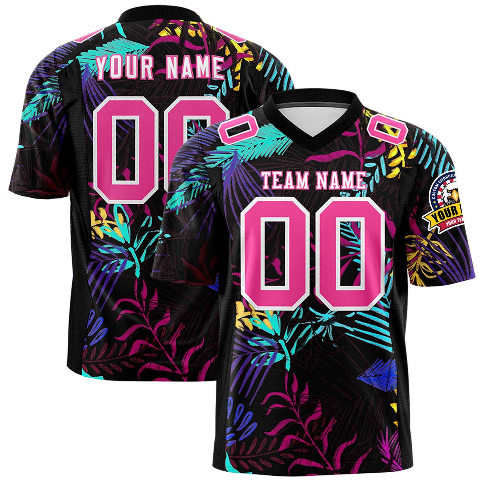 Custom Tropical Leaf Football Jersey | Customizable Name & Number