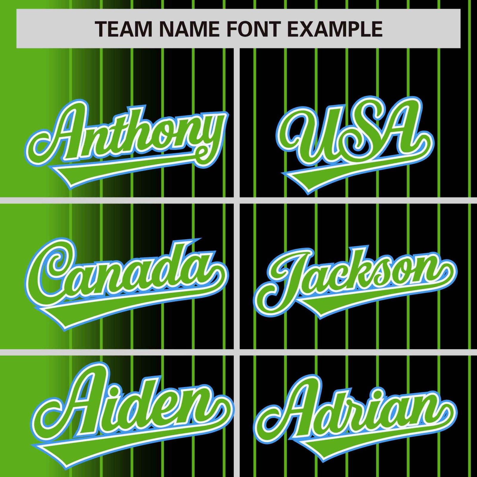 Custom Black Neon Green Pinstripe Powder Blue-Neon Green Gradient Fashion Varsity Full-Snap Jacket