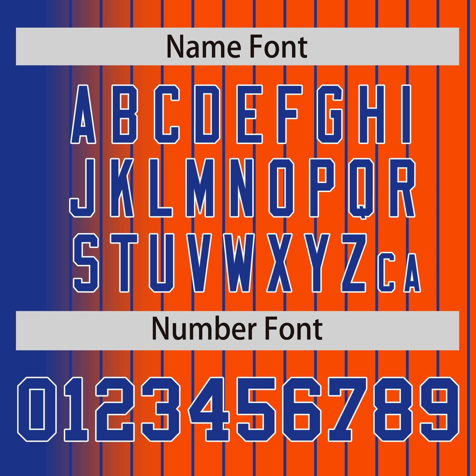 Custom Orange Royal Blue Pinstripe White-Royal Blue Gradient Fashion Varsity Full-Snap Jacket