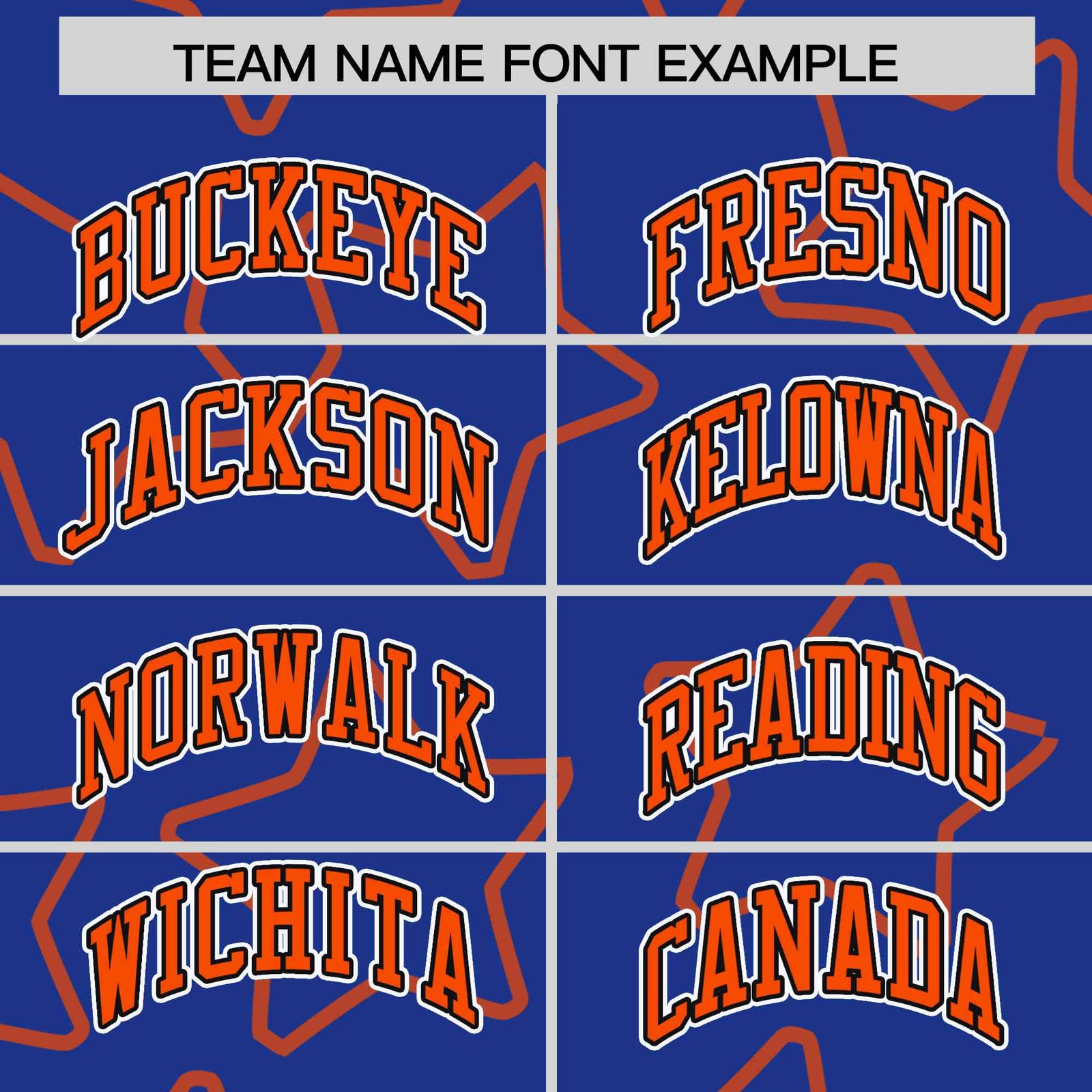 Custom Royal Blue Orange Varsity Full-Snap Star Pattern Letterman Baseball Jacket