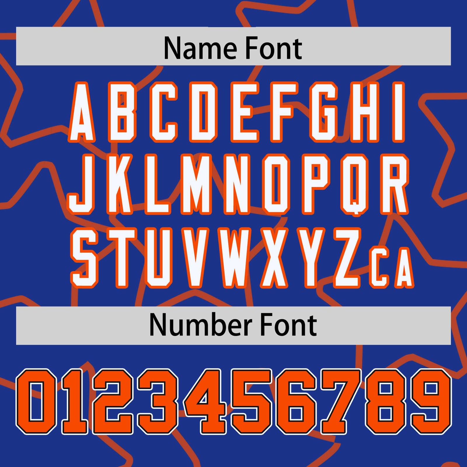 Custom Royal Blue Orange Varsity Full-Snap Star Pattern Letterman Baseball Jacket