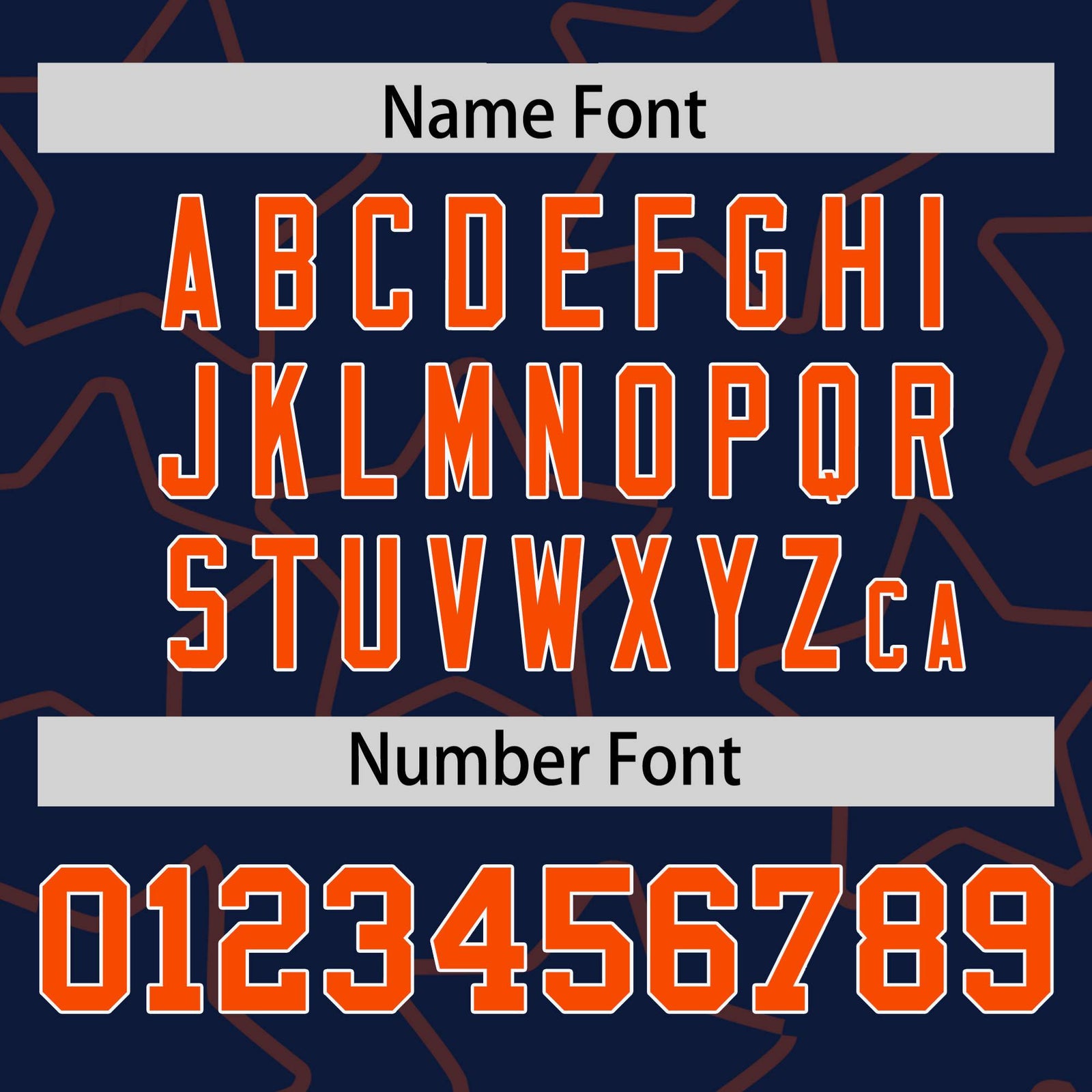 Custom Navy Orange-White Varsity Full-Snap Star Pattern Letterman Baseball Jacket