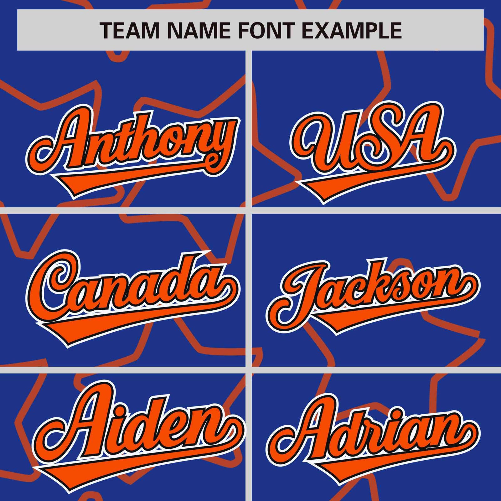 Custom Royal Blue Orange Varsity Full-Snap Star Pattern Letterman Baseball Jacket