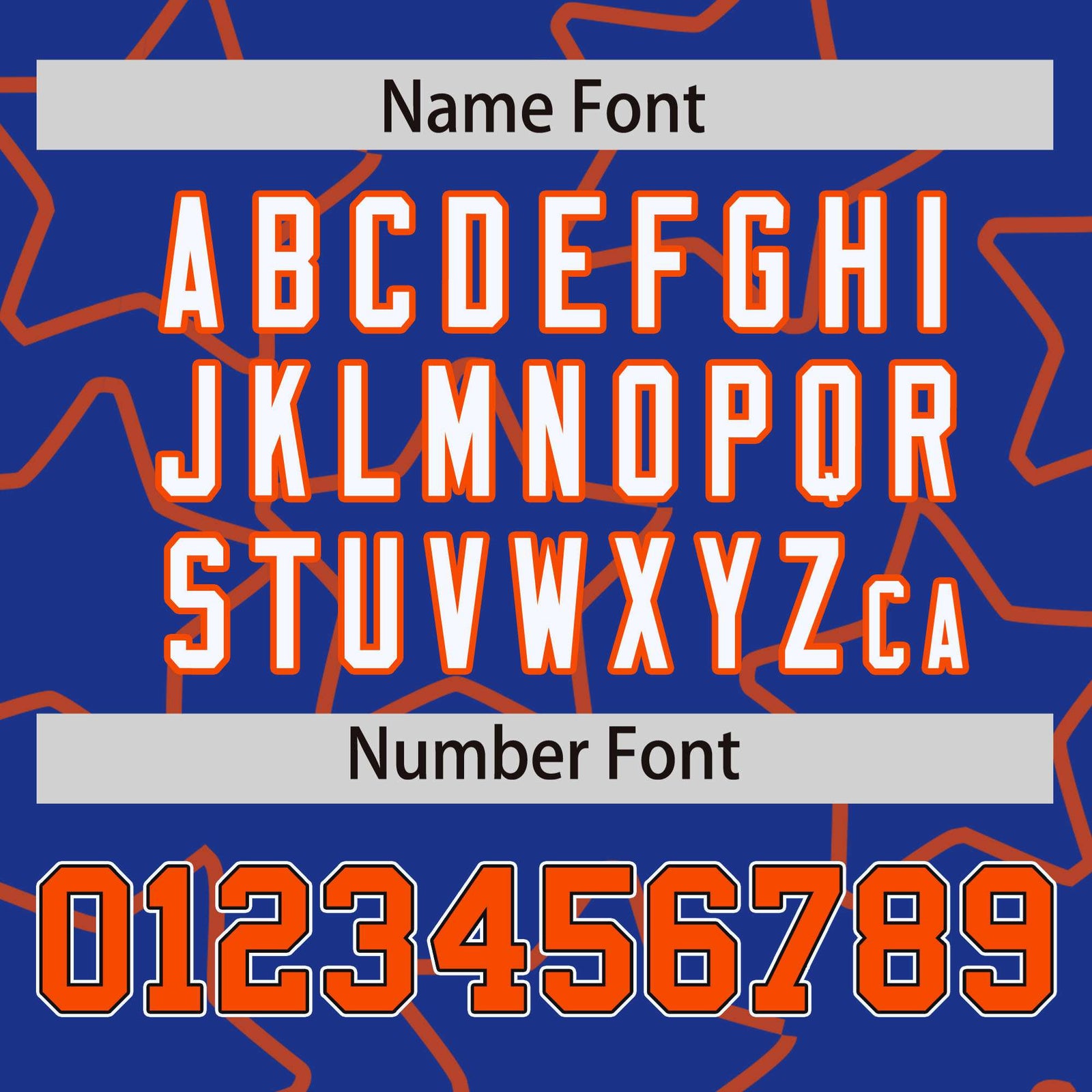 Custom Royal Blue Orange Varsity Full-Snap Star Pattern Letterman Baseball Jacket