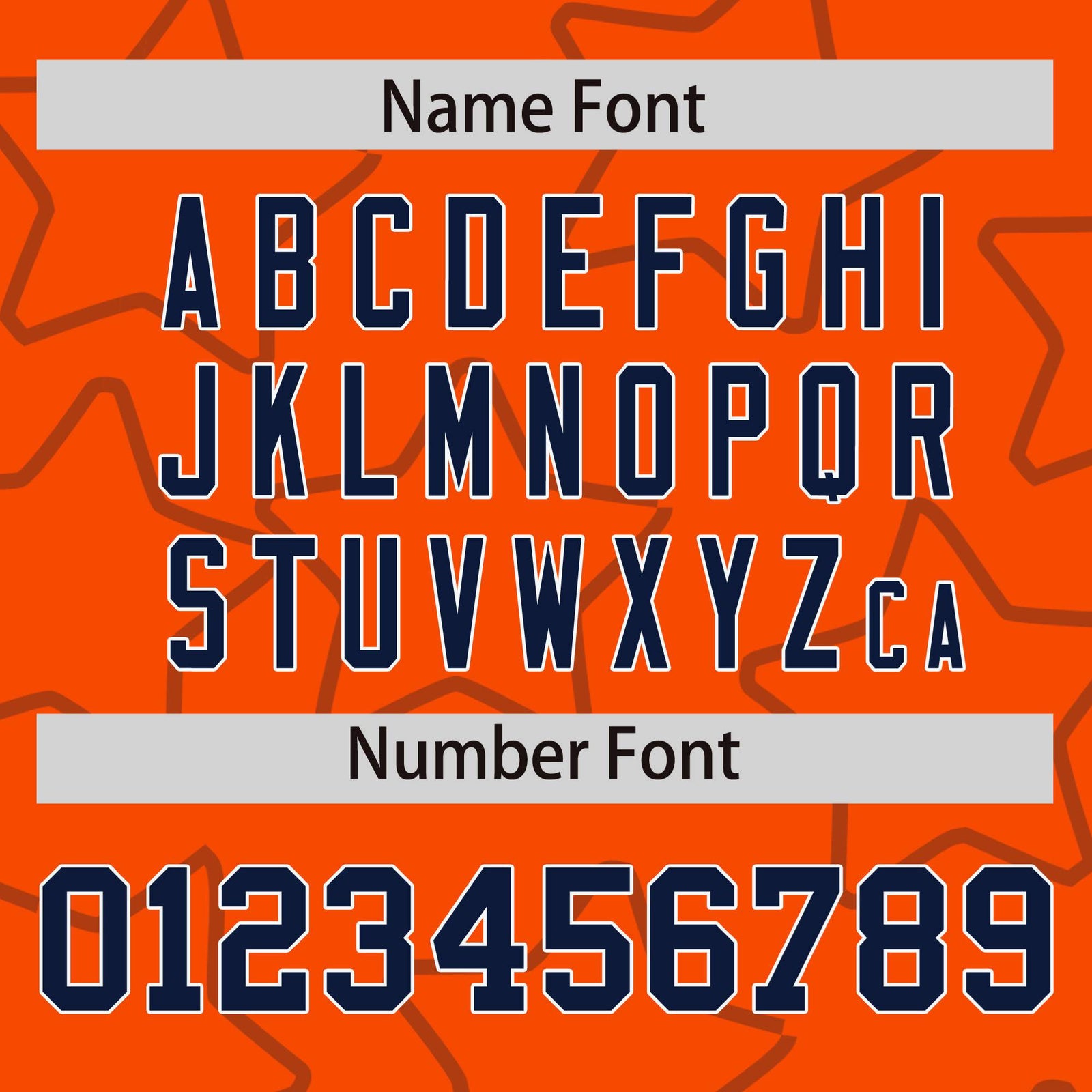 Custom Orange Navy-White Varsity Full-Snap Star Pattern Letterman Baseball Jacket