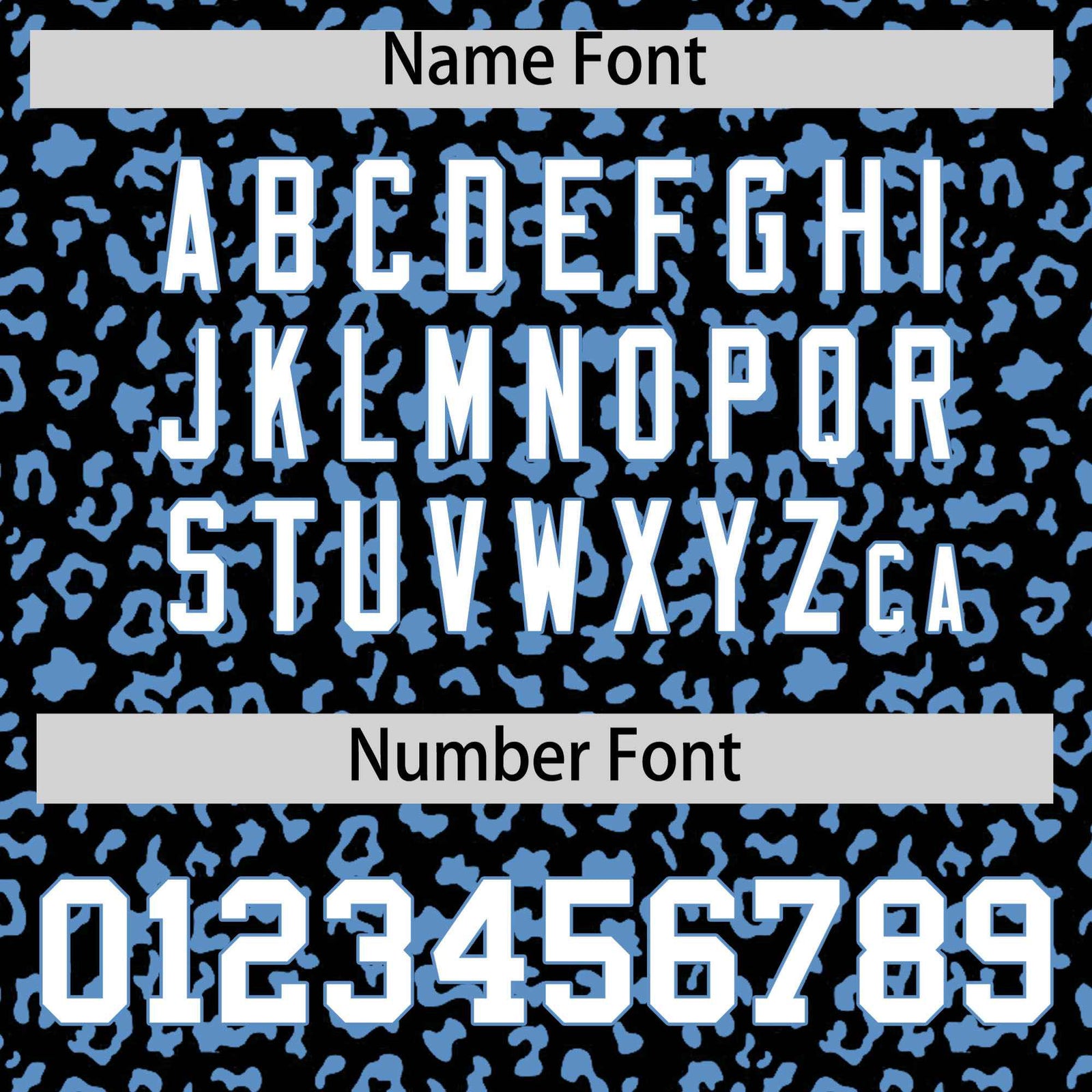 Custom Black Powder Blue Varsity Full-Zip Letterman Leopard Print Hoodie Jacket