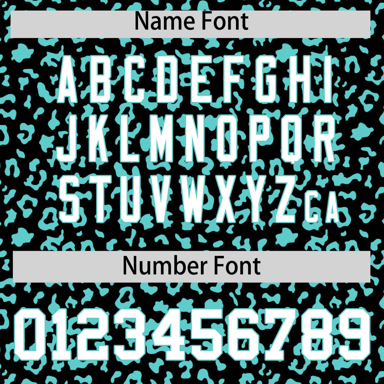 Custom Black Aqua Varsity Full-Zip Letterman Leopard Print Hoodie Jacket