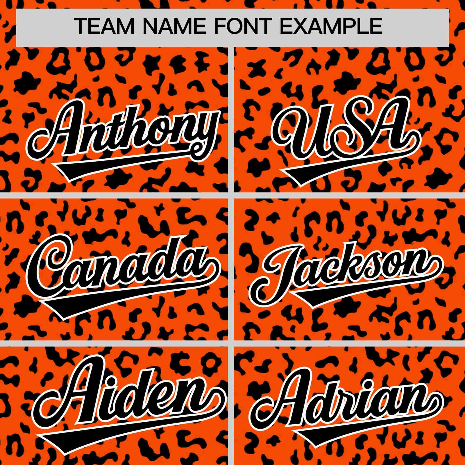 Custom Orange Black Varsity Full-Zip Letterman Leopard Print Hoodie Jacket