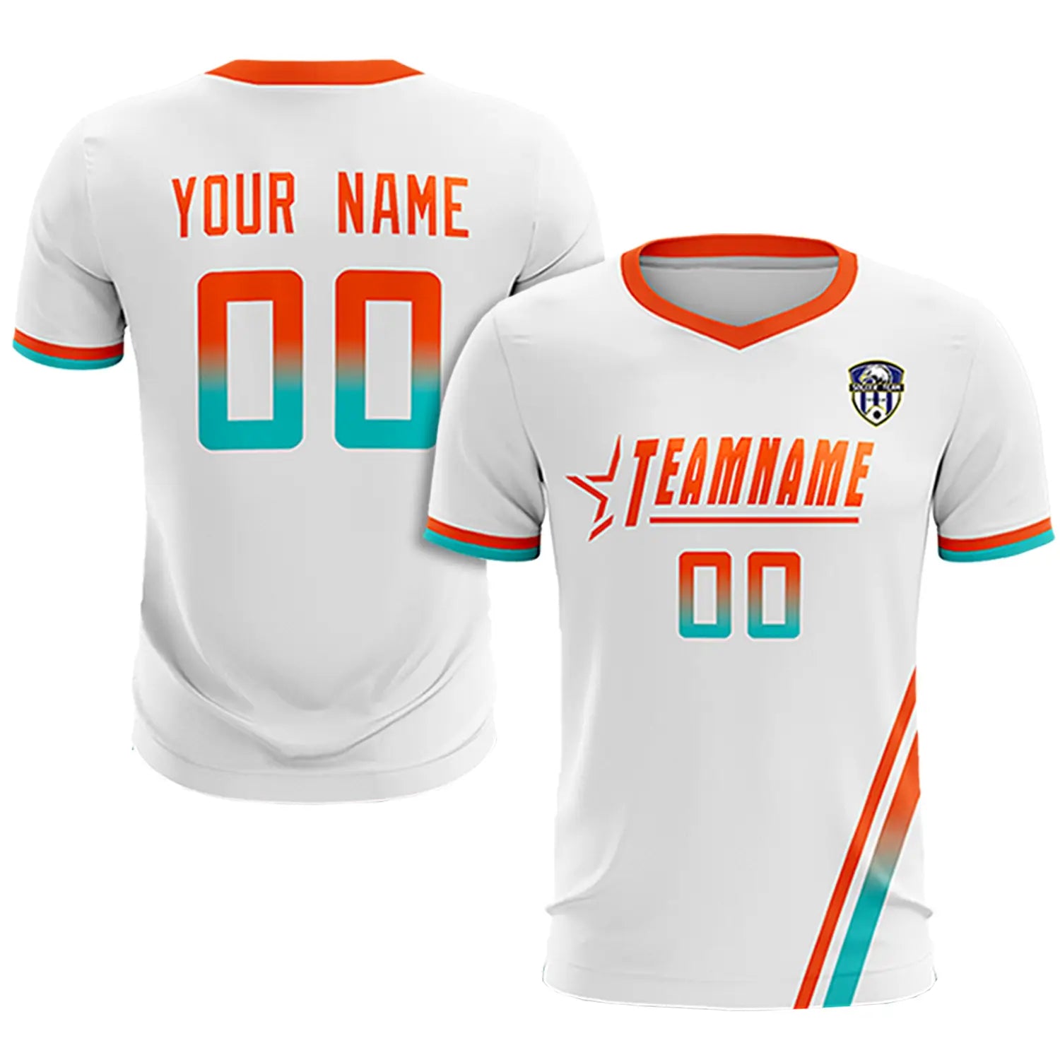 Custom White Orange-Bright Green Gradient Fashion Sportswear Soccer Sets Jersey