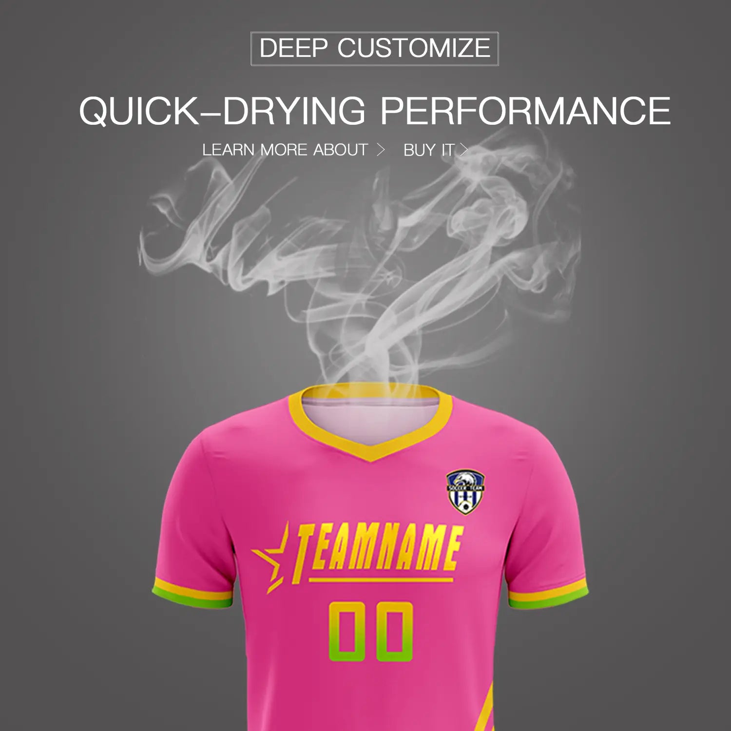 Custom Pink Gold01-Neon Green Gradient Fashion Sportswear Soccer Sets Jersey