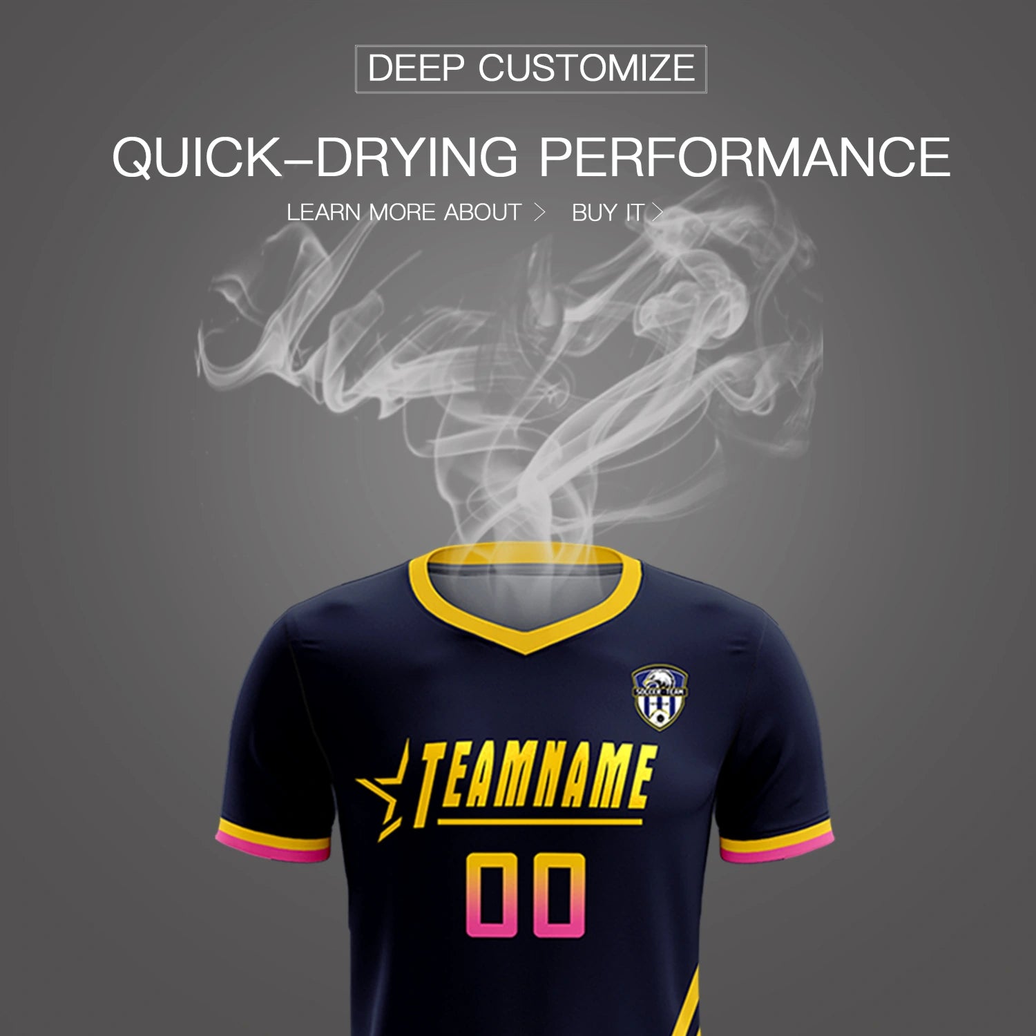 Custom Navy Gold01-Pink Gradient Fashion Sportswear Soccer Sets Jersey