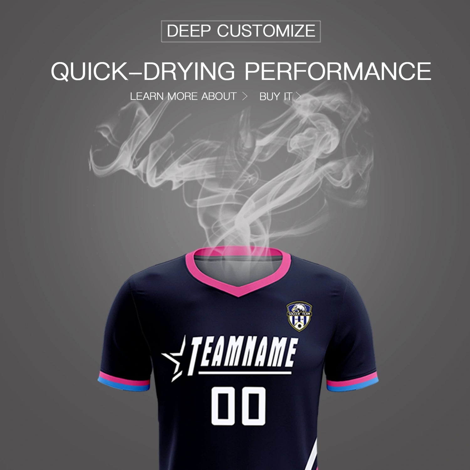 Custom Navy White-Pink Gradient Fashion Sportswear Soccer Sets Jersey
