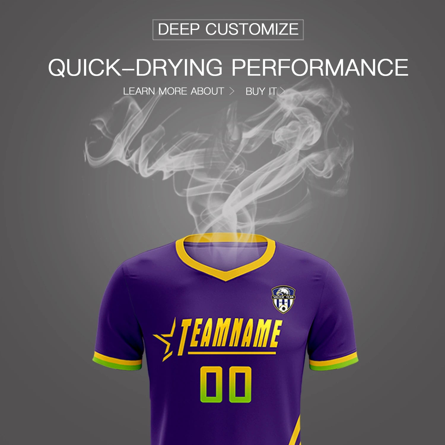 Custom Purple Gold01-Neon Green Gradient Fashion Sportswear Soccer Sets Jersey