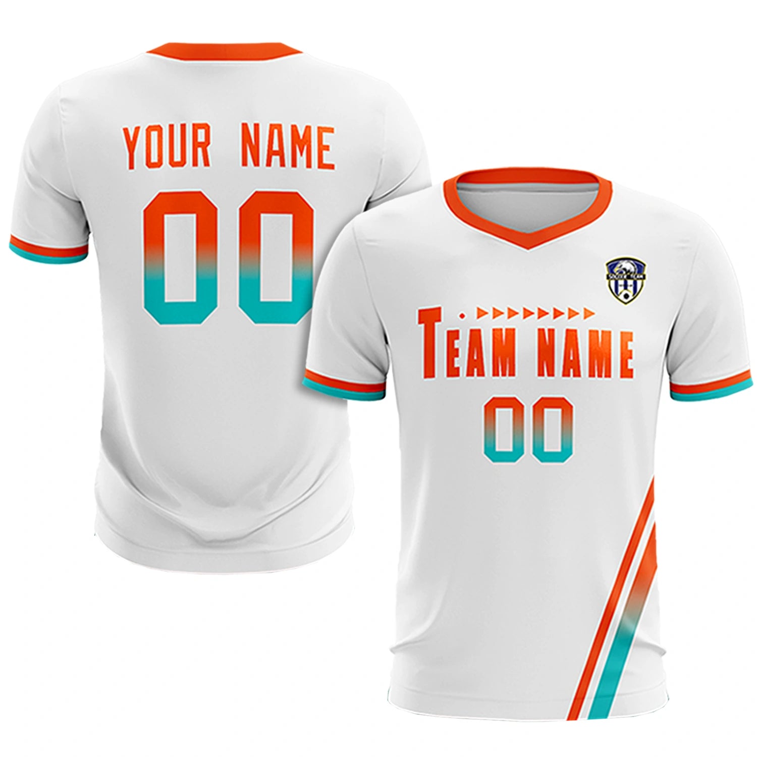 Custom White Orange-Bright Green Gradient Fashion Sportswear Soccer Sets Jersey