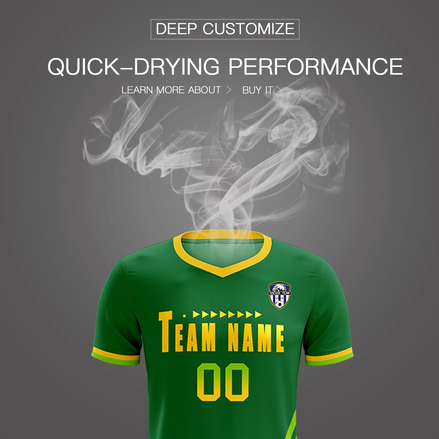 Custom Kelly Green Neon Green-Gold01 Gradient Fashion Sportswear Soccer Sets Jersey