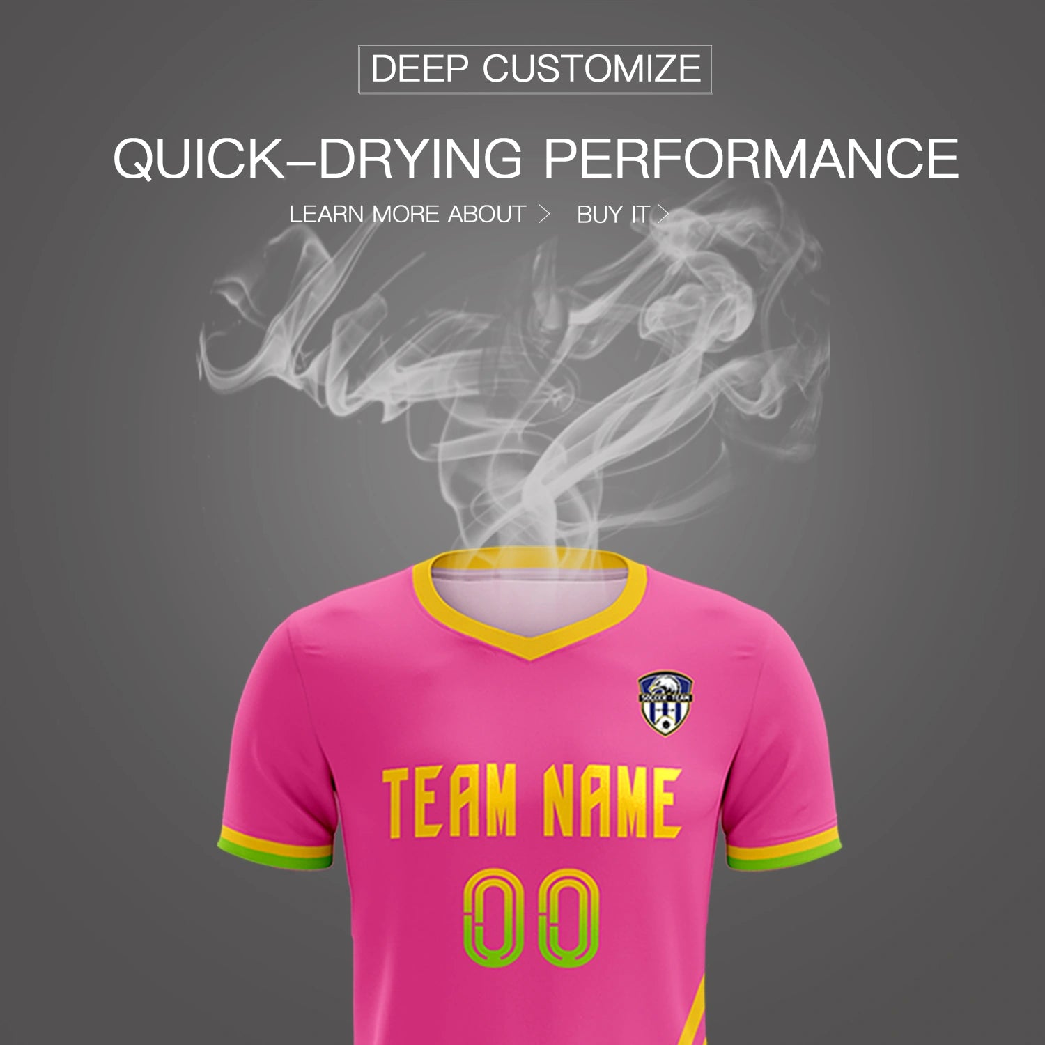 Custom Pink Gold01-Neon Green Gradient Fashion Sportswear Soccer Sets Jersey
