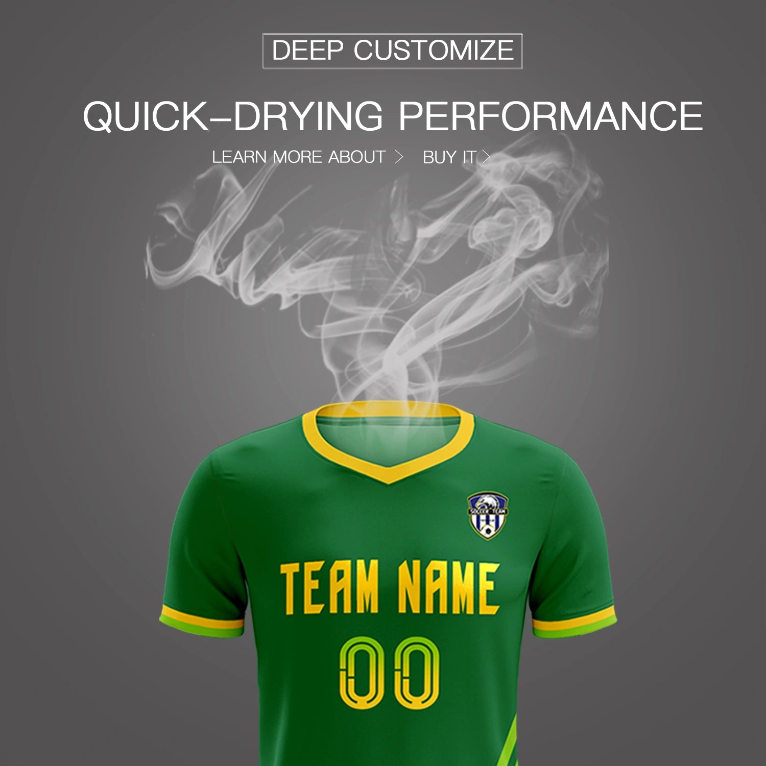 Custom Kelly Green Neon Green-Gold01 Gradient Fashion Sportswear Soccer Sets Jersey