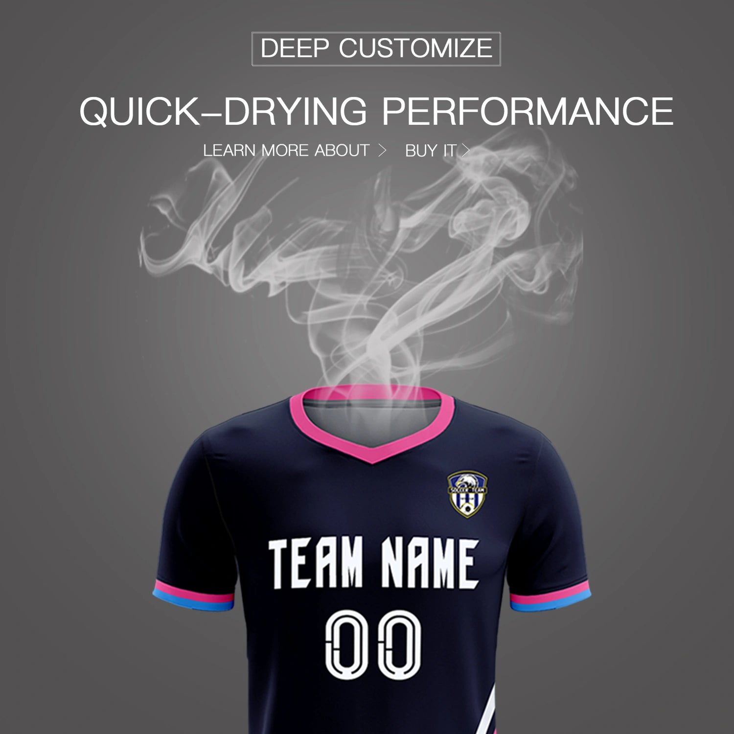 Custom Navy White-Pink Gradient Fashion Sportswear Soccer Sets Jersey