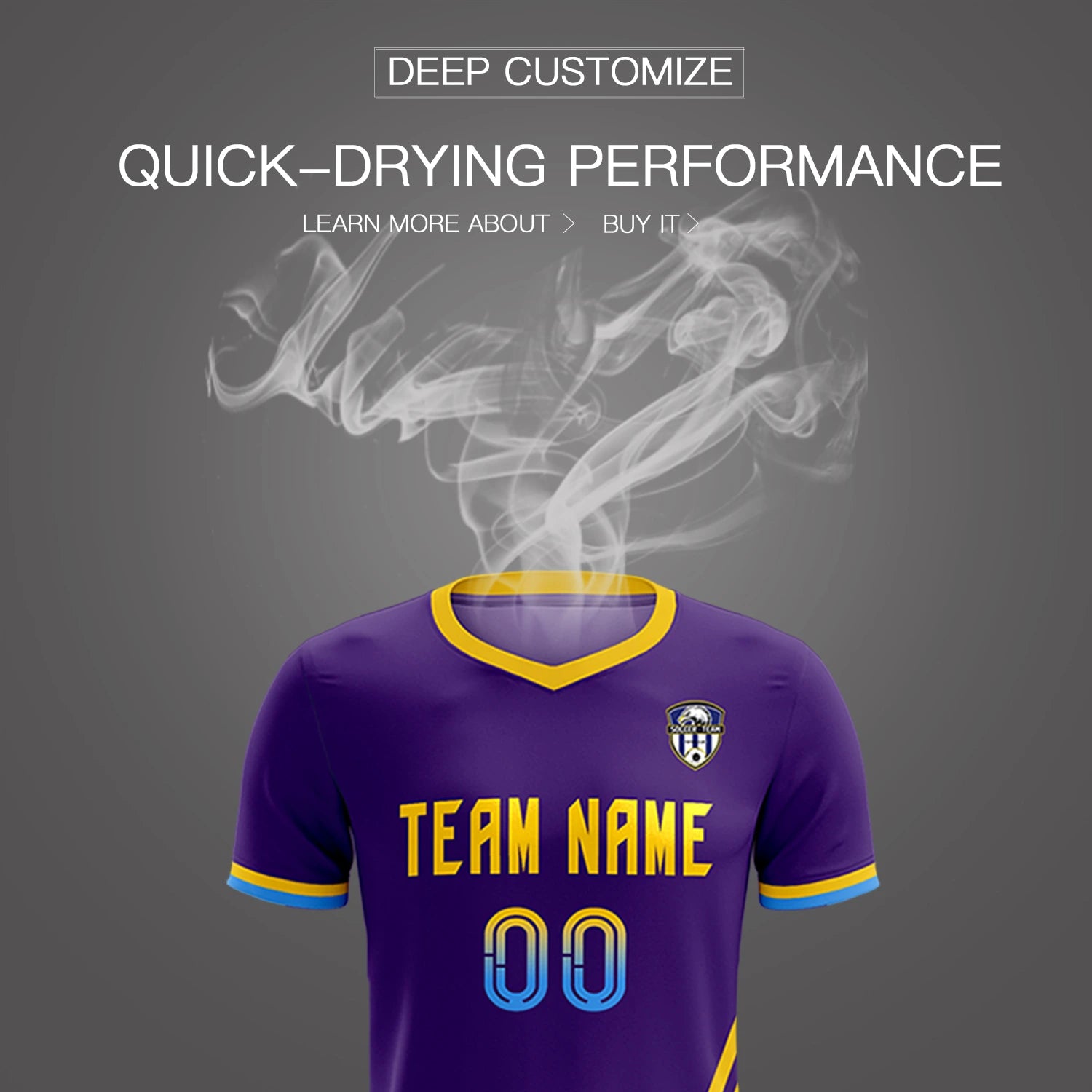 Custom Purple Gold01-Powder Blue Gradient Fashion Sportswear Soccer Sets Jersey