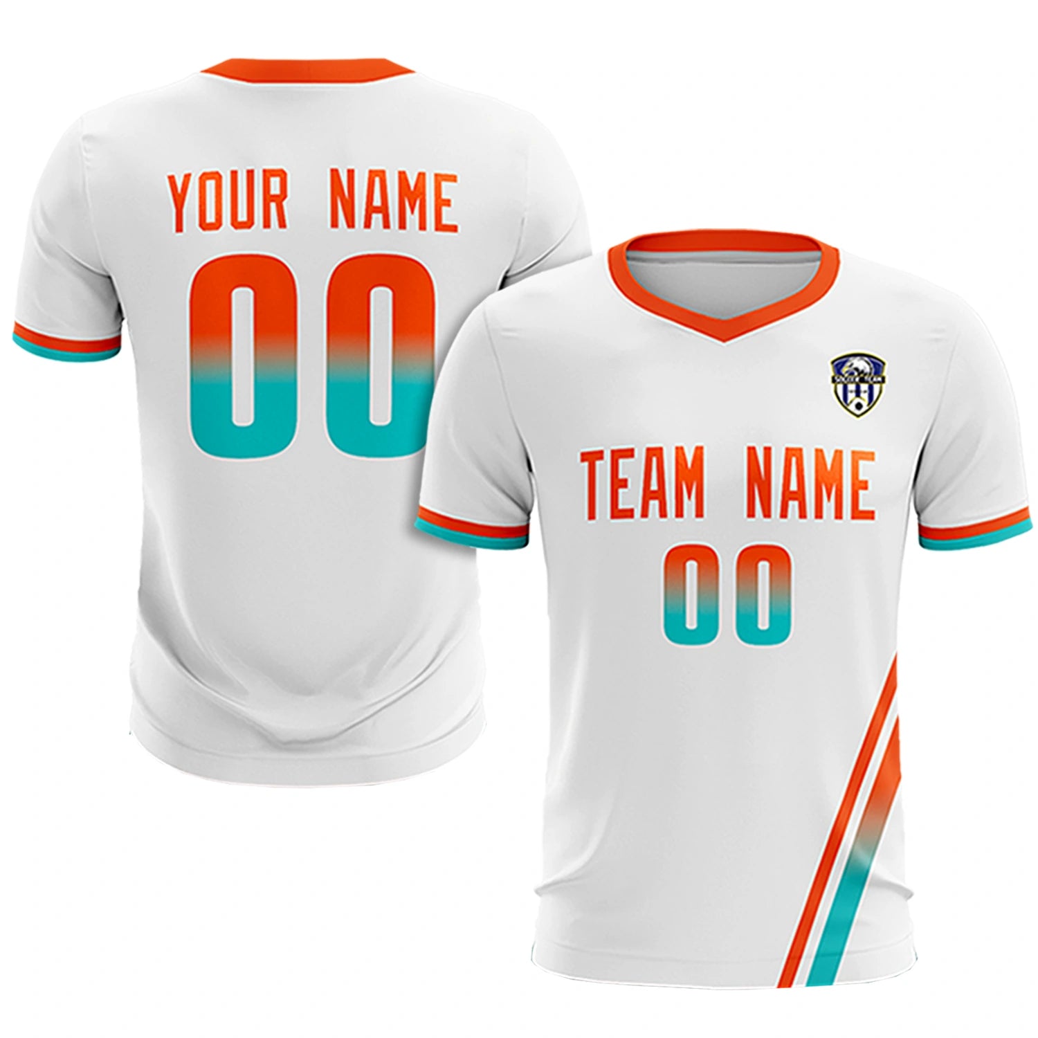 Custom White Orange-Bright Green Gradient Fashion Sportswear Soccer Sets Jersey