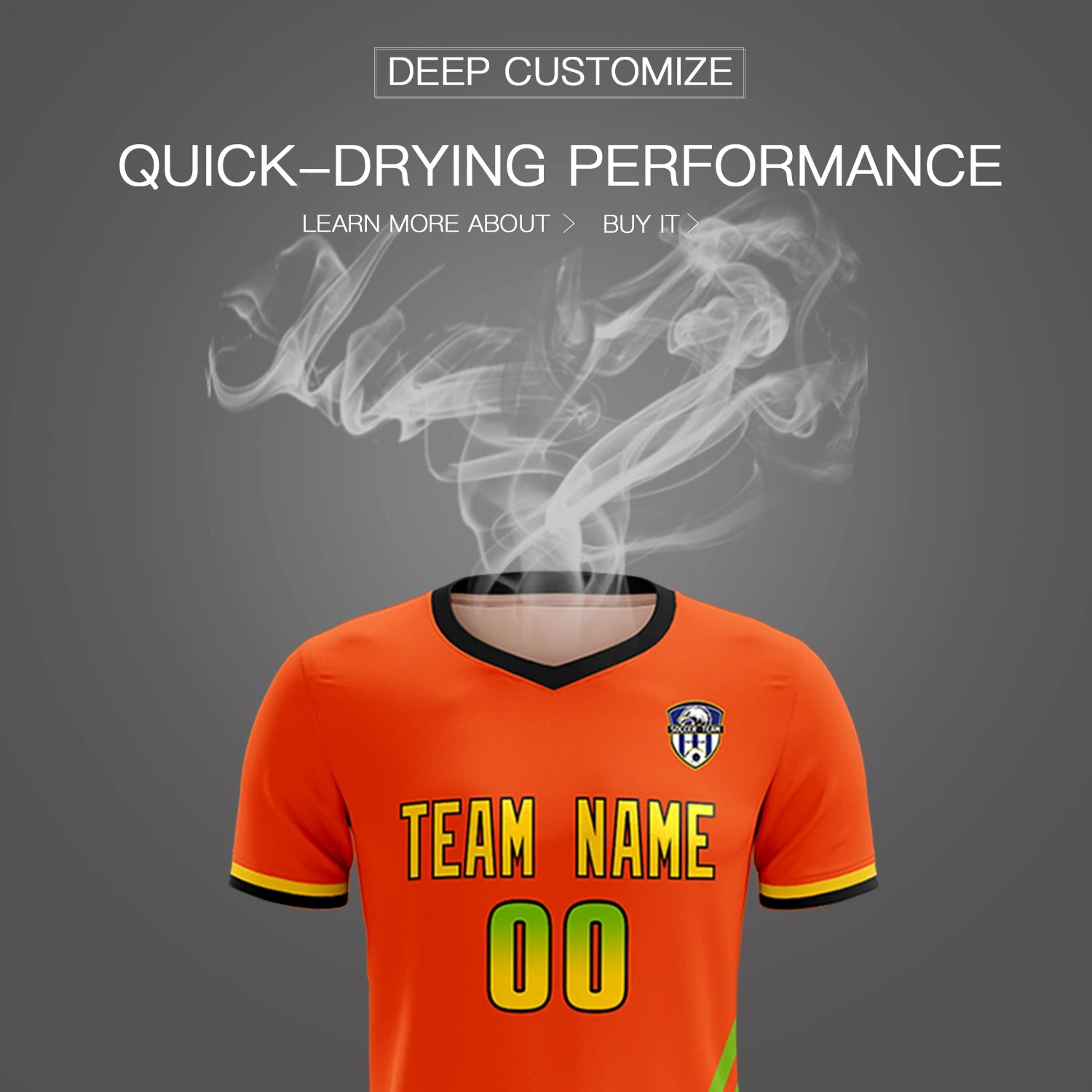 Custom Orange Neon Green-Gold01 Gradient Fashion Sportswear Soccer Sets Jersey