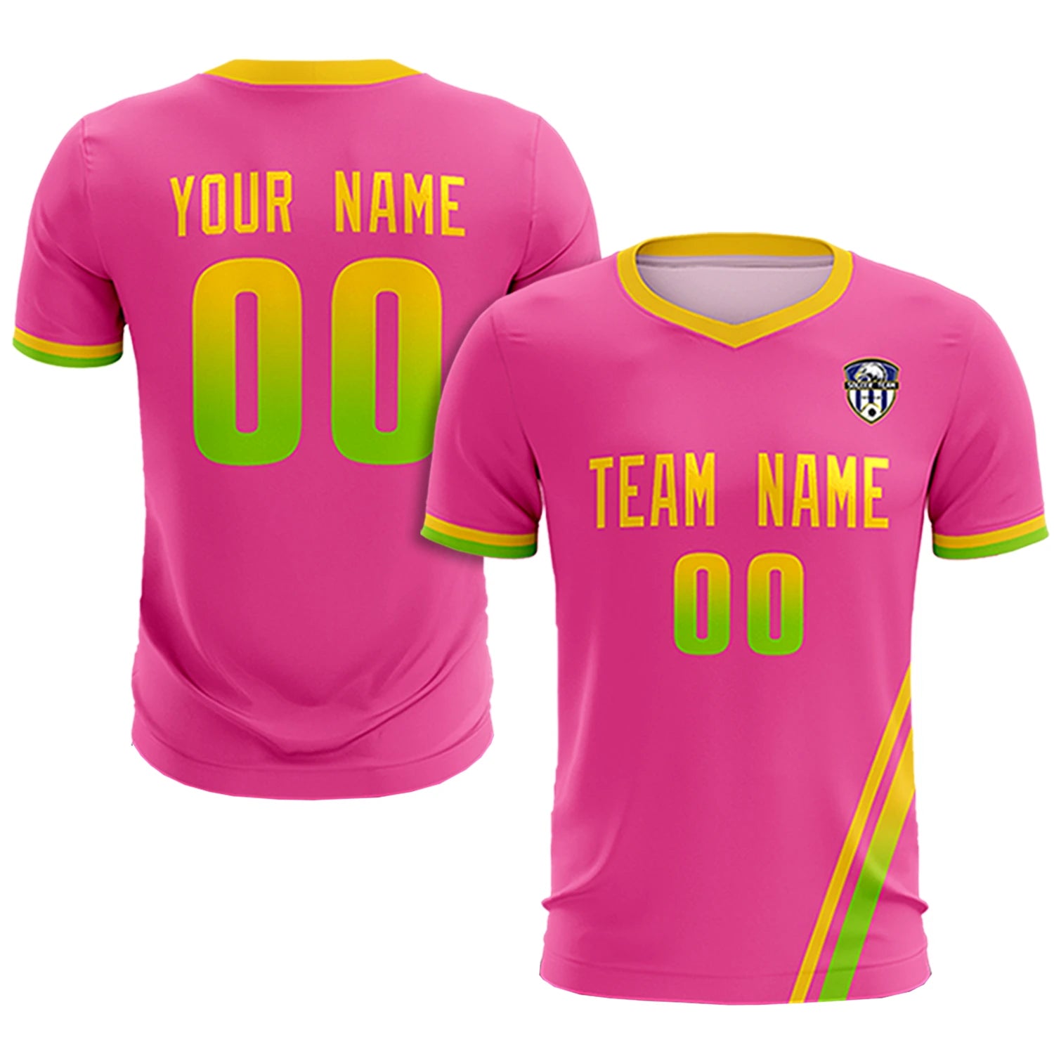 Custom Pink Gold01-Neon Green Gradient Fashion Sportswear Soccer Sets Jersey