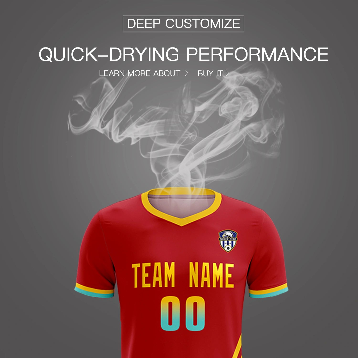 Custom Red Gold01-Aqua Gradient Fashion Sportswear Soccer Sets Jersey