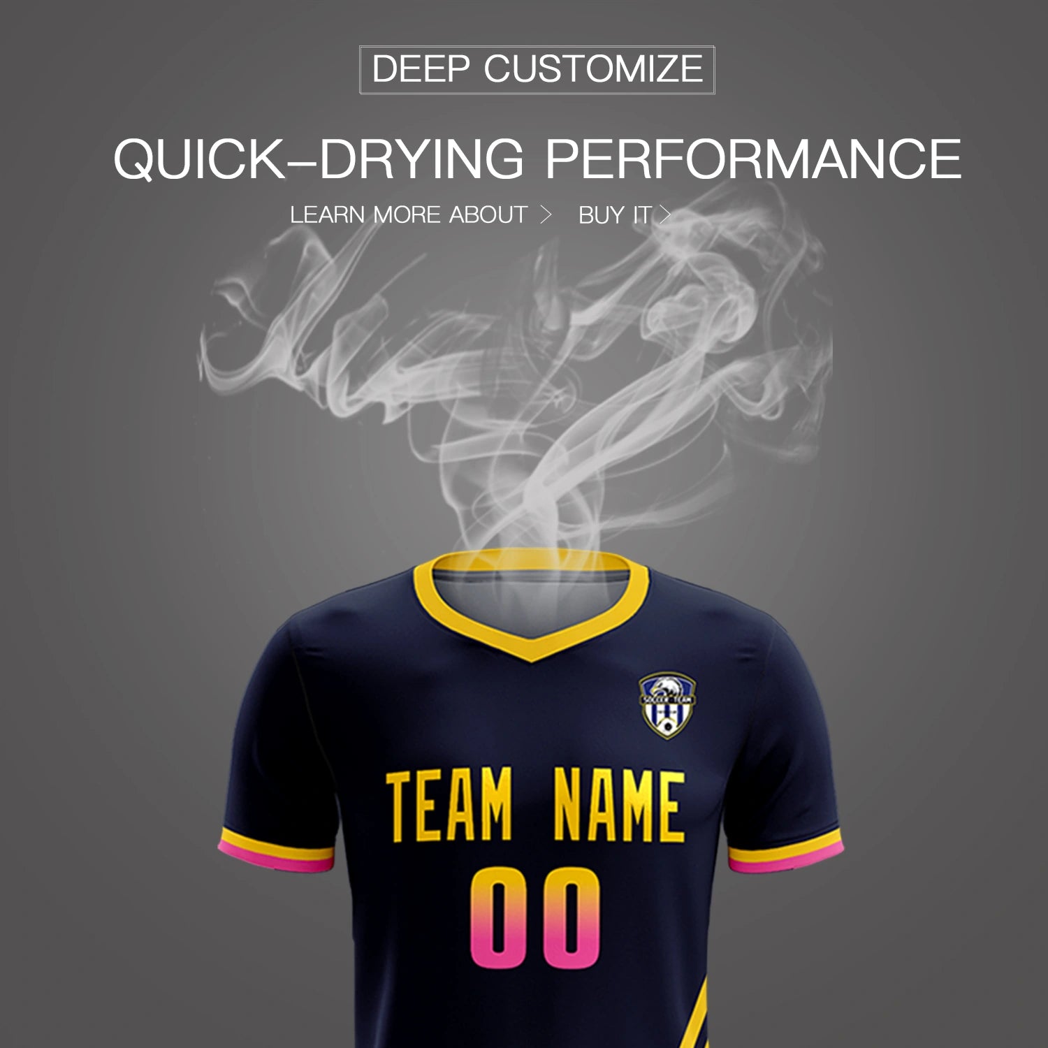 Custom Navy Gold01-Pink Gradient Fashion Sportswear Soccer Sets Jersey