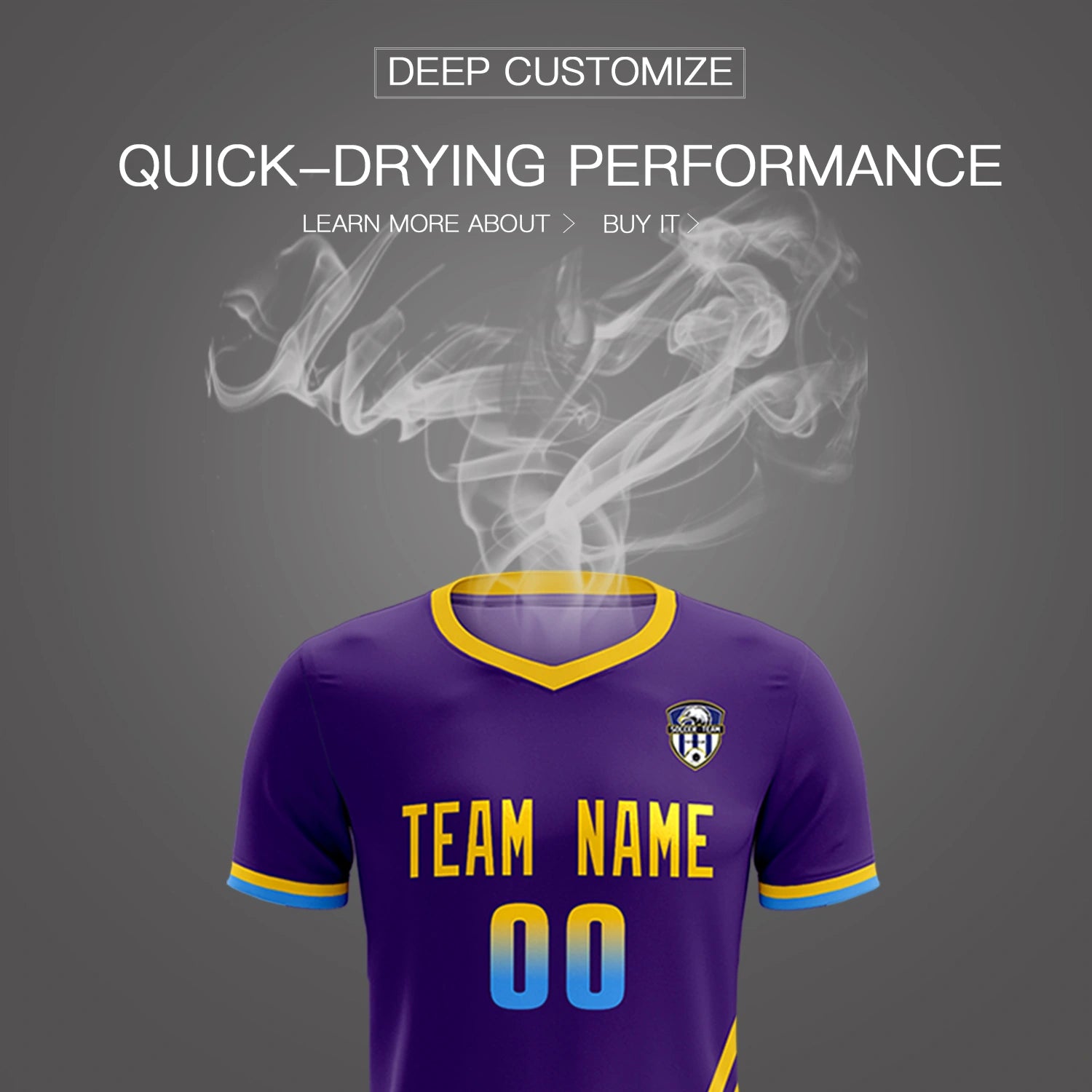 Custom Purple Gold01-Powder Blue Gradient Fashion Sportswear Soccer Sets Jersey