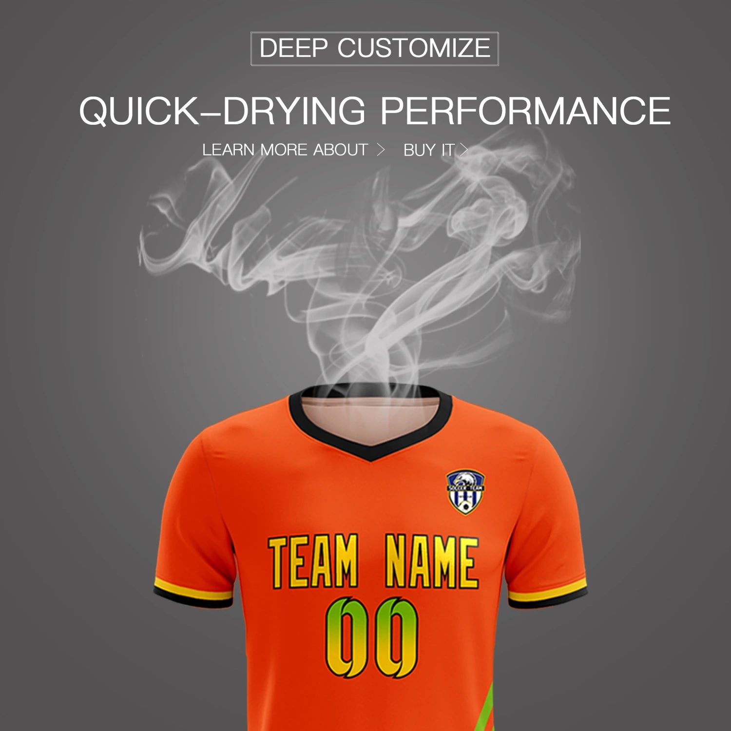 Custom Orange Neon Green-Gold01 Gradient Fashion Sportswear Soccer Sets Jersey