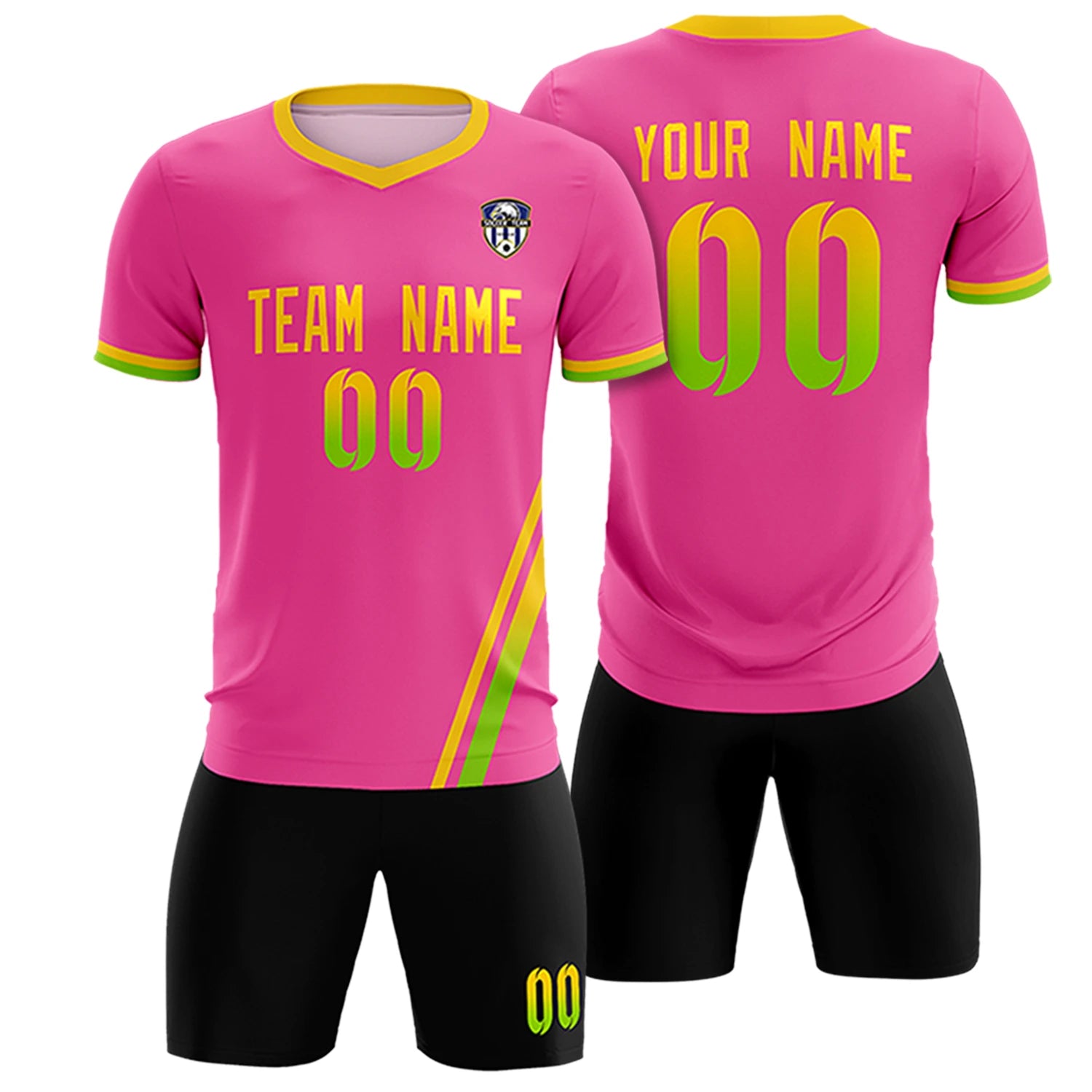 Custom Pink Gold01-Neon Green Gradient Fashion Sportswear Soccer Sets Jersey