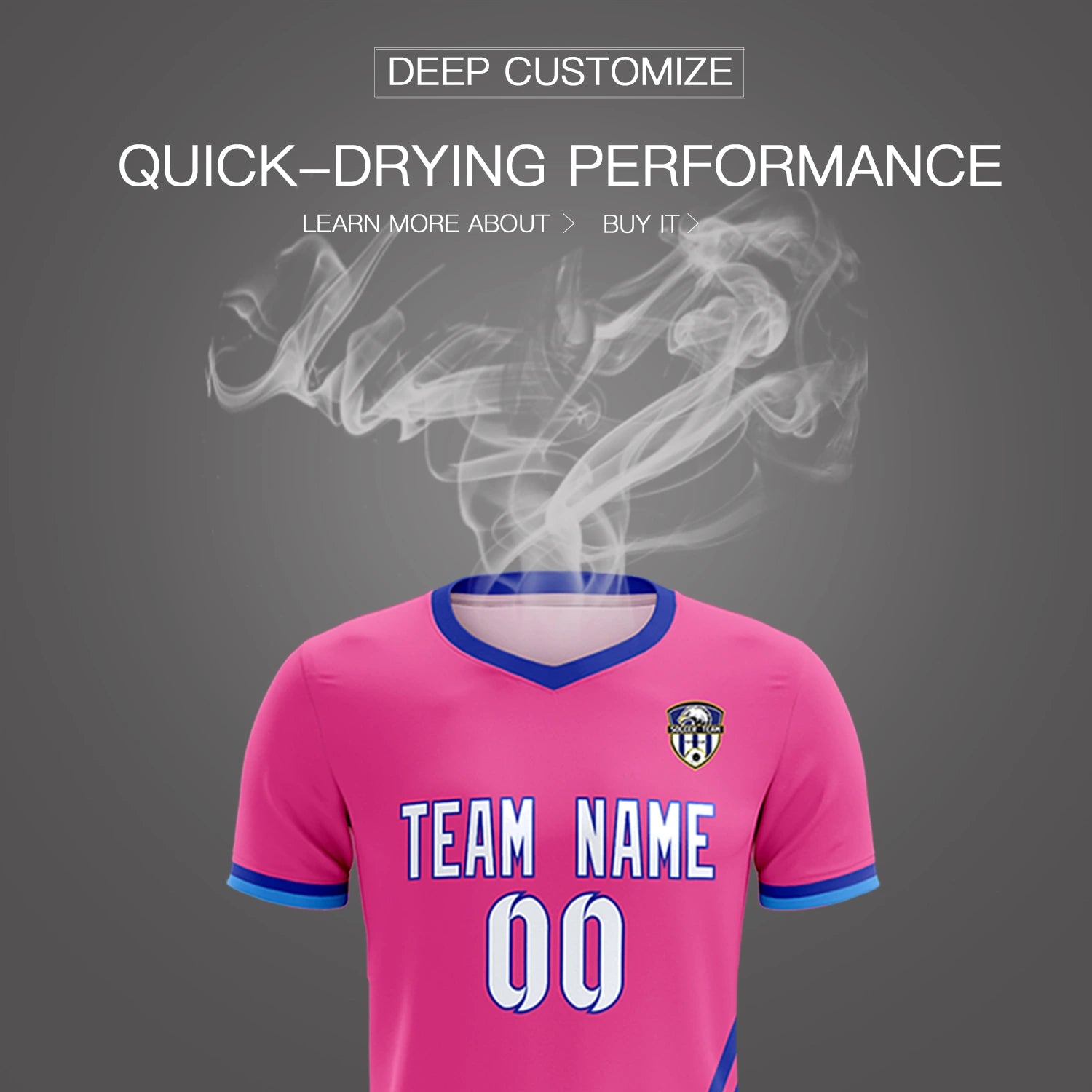 Custom Pink Royal Blue-Powder Blue Gradient Fashion Sportswear Soccer Sets Jersey