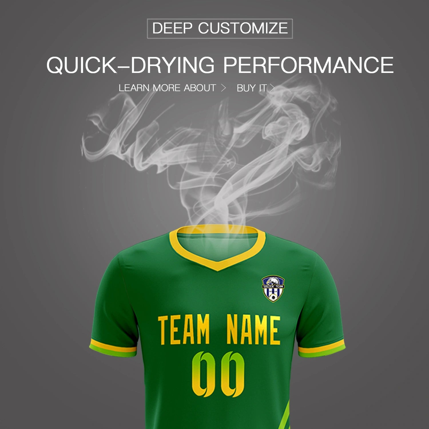 Custom Kelly Green Neon Green-Gold01 Gradient Fashion Sportswear Soccer Sets Jersey