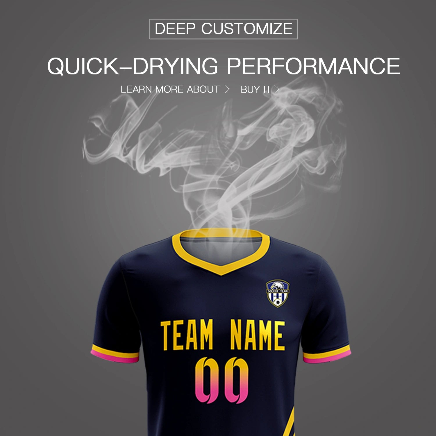 Custom Navy Gold01-Pink Gradient Fashion Sportswear Soccer Sets Jersey