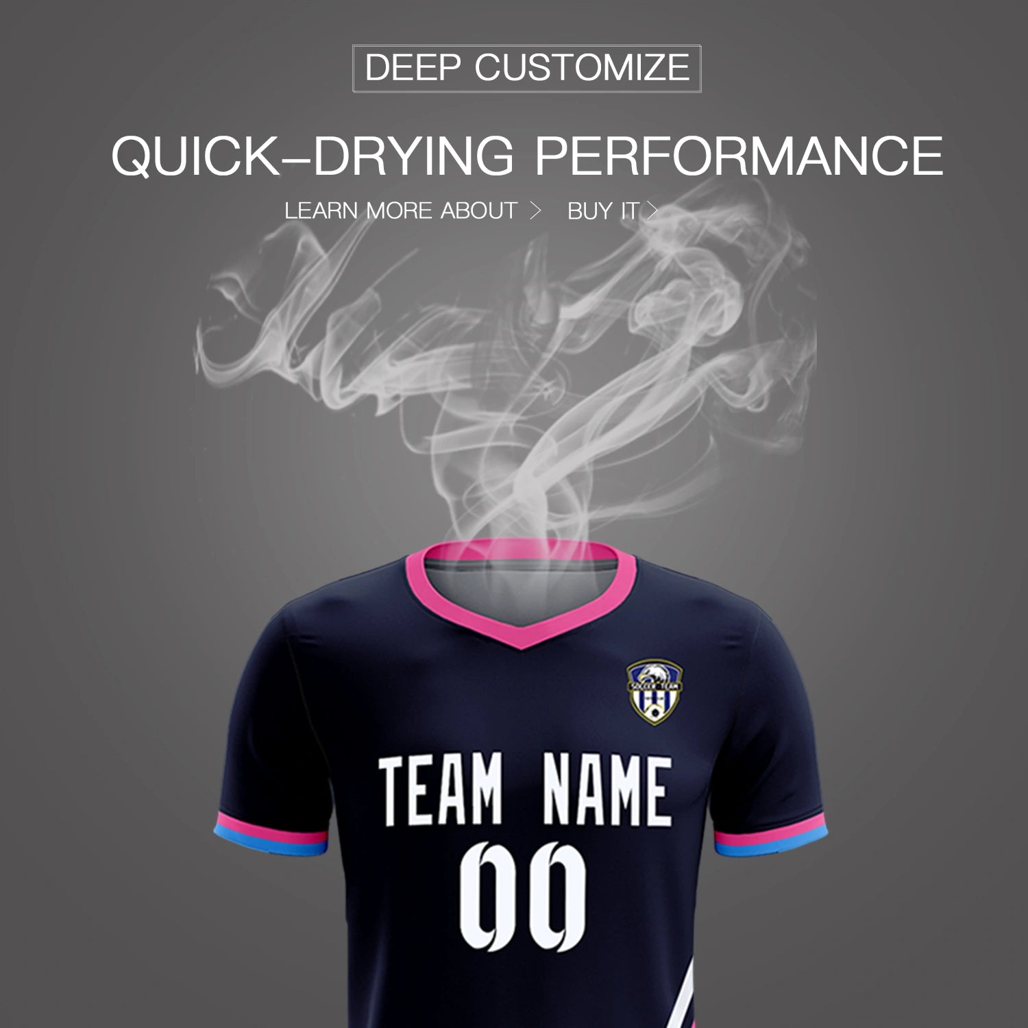 Custom Navy White-Pink Gradient Fashion Sportswear Soccer Sets Jersey