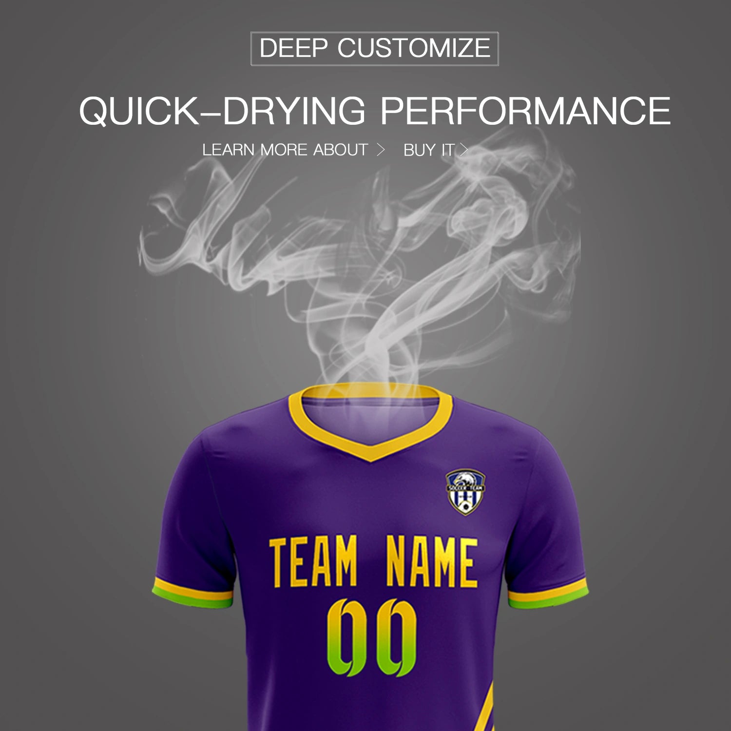 Custom Purple Gold01-Neon Green Gradient Fashion Sportswear Soccer Sets Jersey