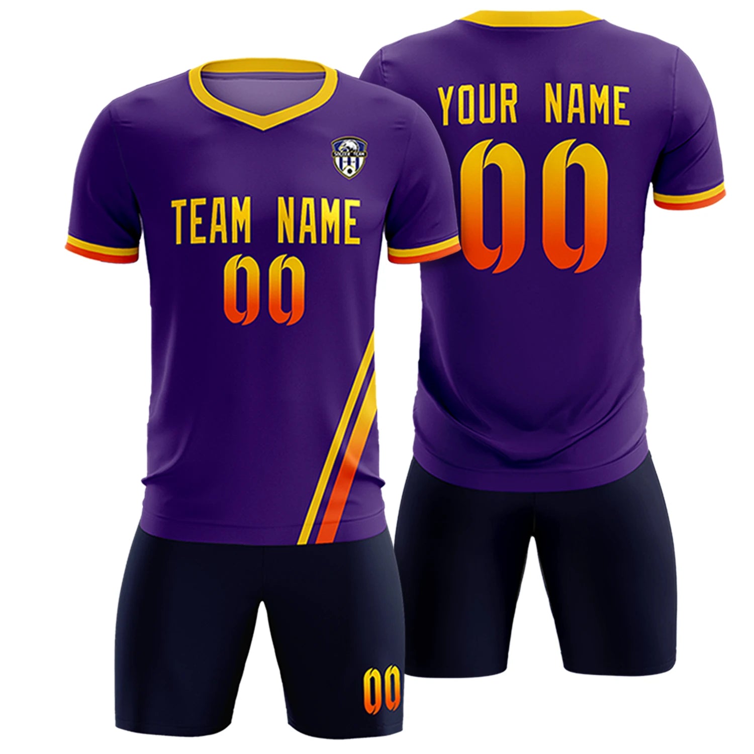 Custom Purple Gold01-Orange Gradient Fashion Sportswear Soccer Sets Jersey