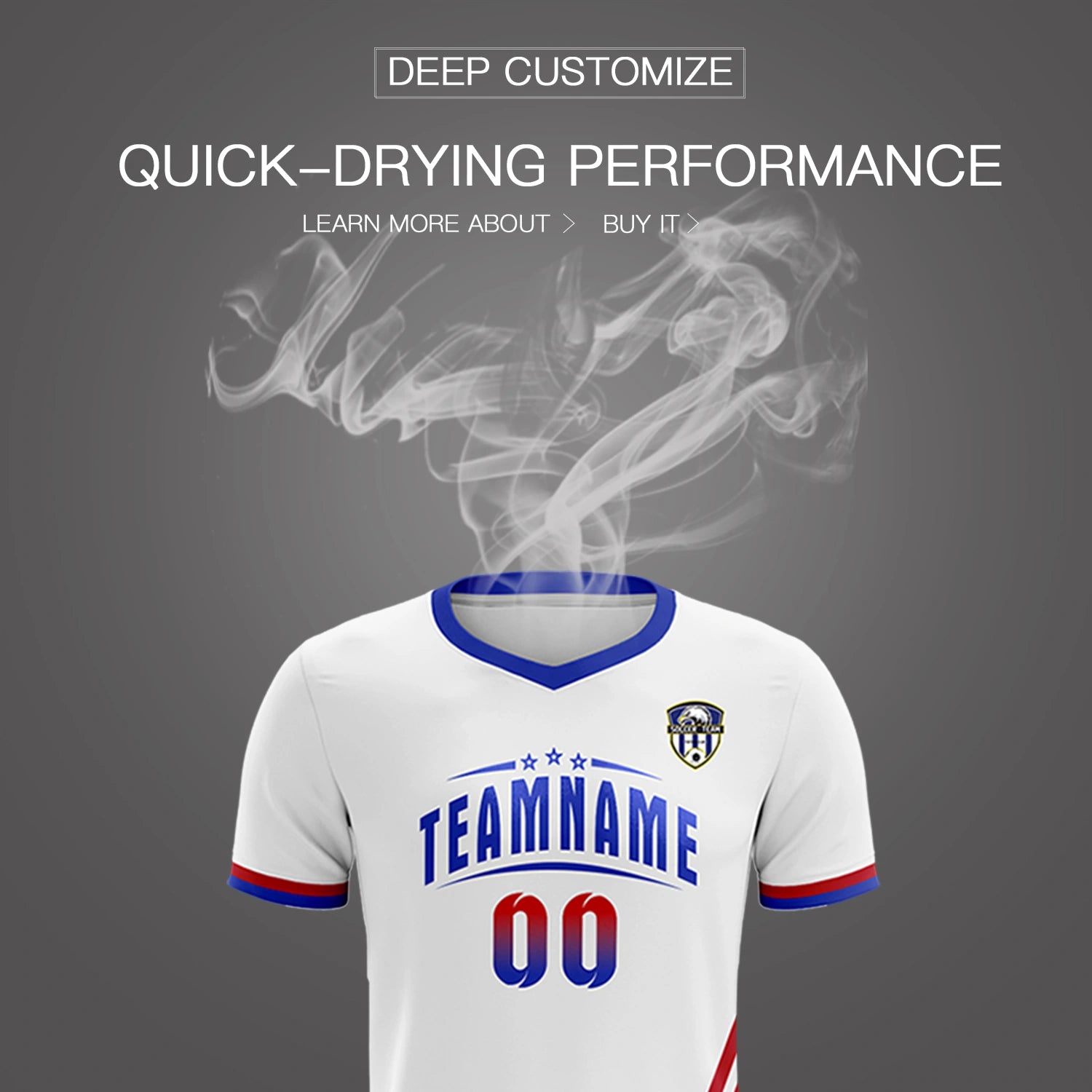 Custom White Red-Royal Blue Gradient Fashion Sportswear Soccer Sets Jersey