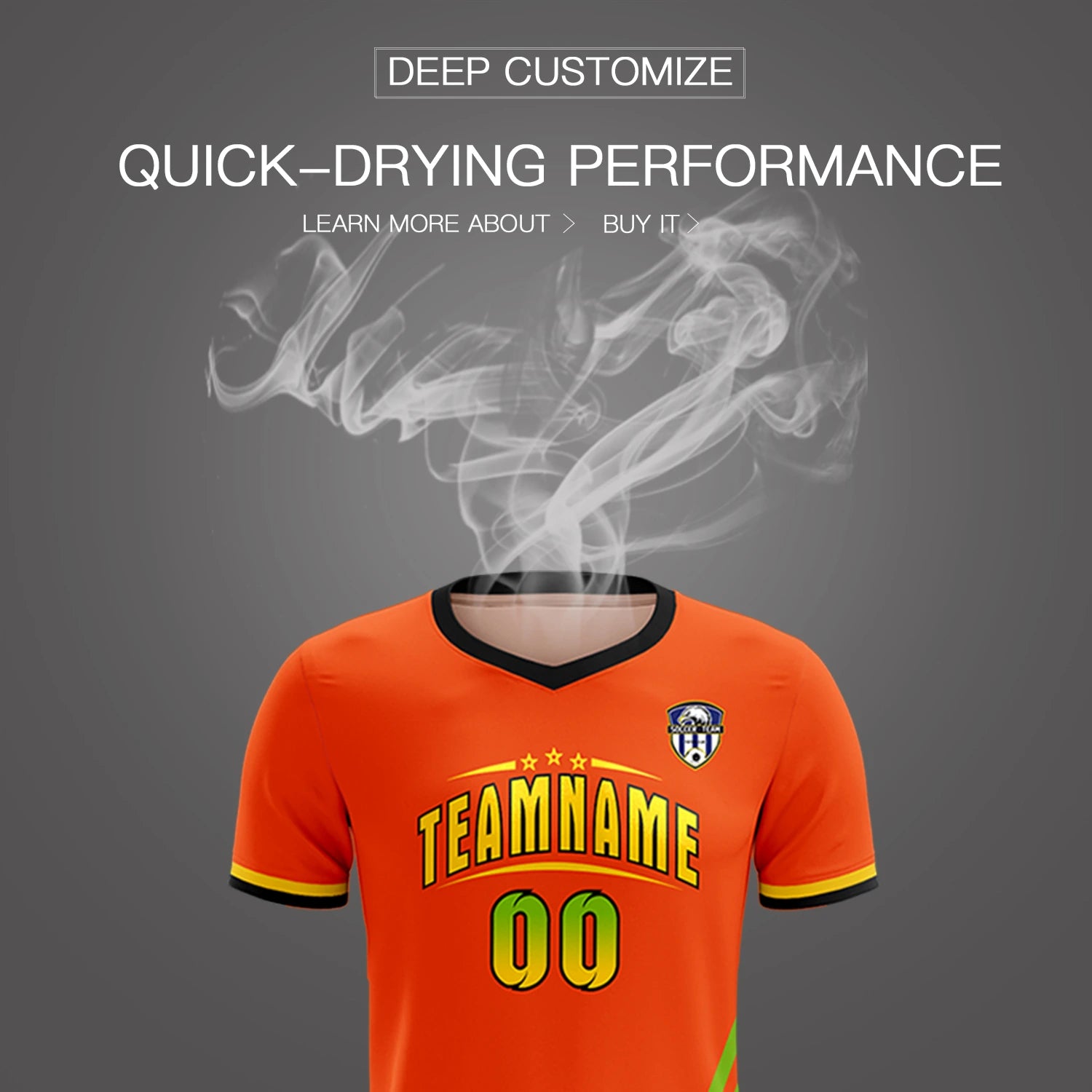 Custom Orange Neon Green-Gold01 Gradient Fashion Sportswear Soccer Sets Jersey