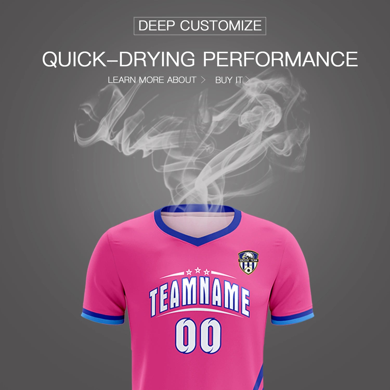 Custom Pink Royal Blue-Powder Blue Gradient Fashion Sportswear Soccer Sets Jersey