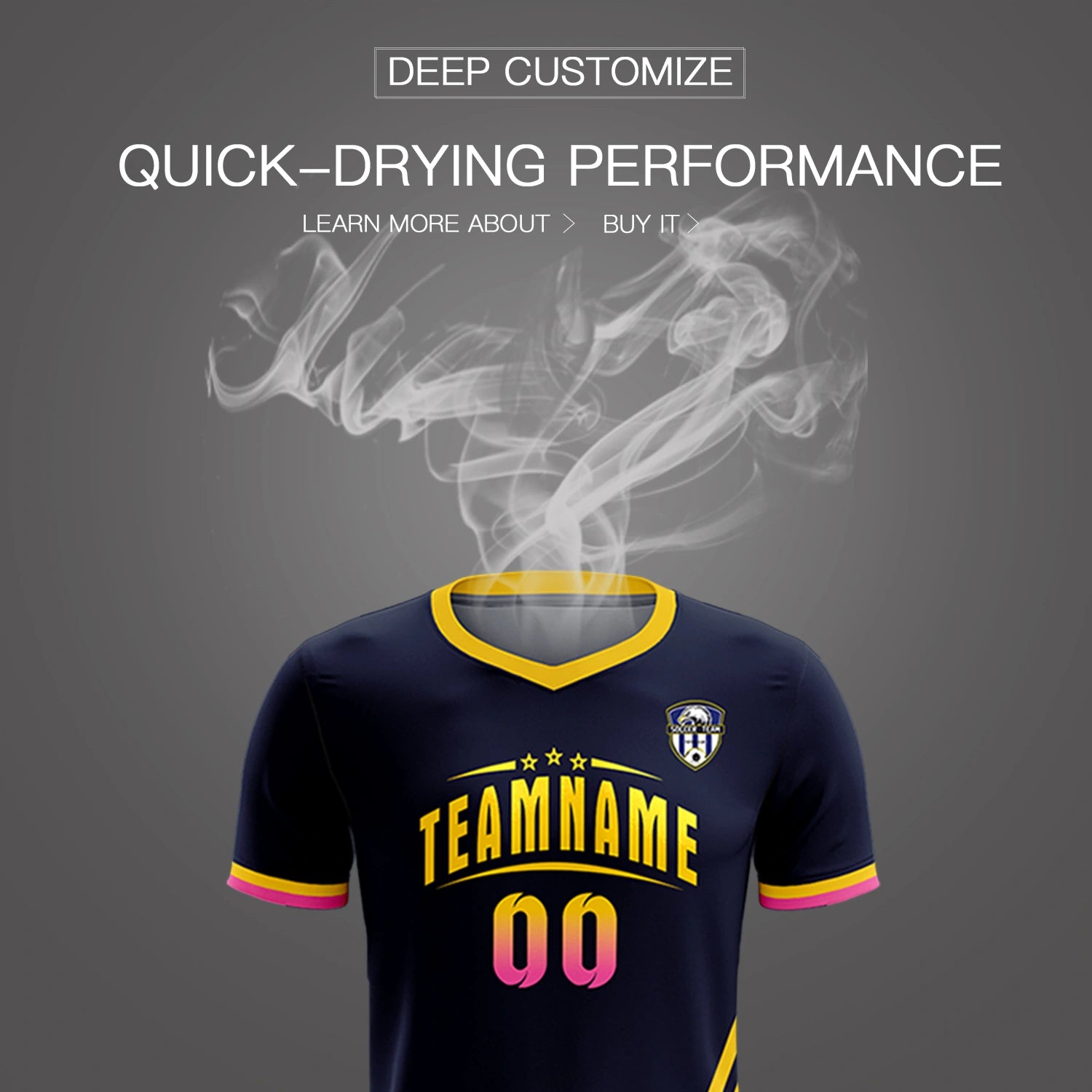 Custom Navy Gold01-Pink Gradient Fashion Sportswear Soccer Sets Jersey