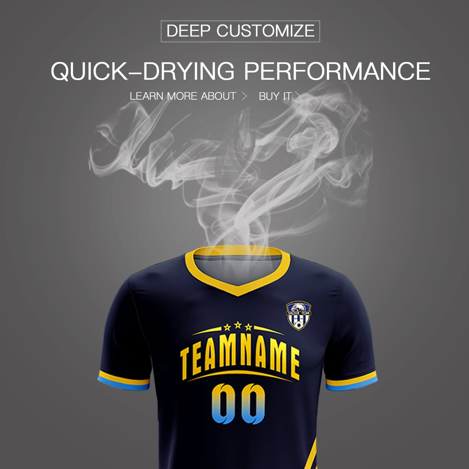 Custom Navy Gold01-Powder Blue Gradient Fashion Sportswear Soccer Sets Jersey