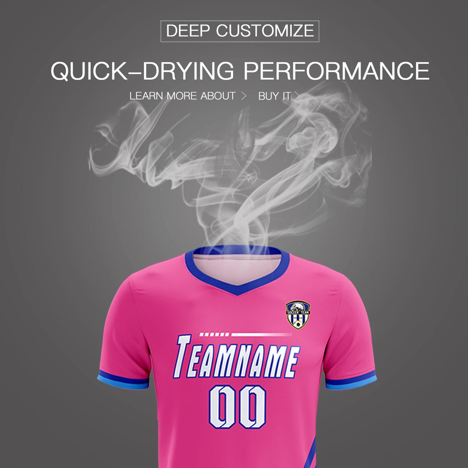 Custom Pink Royal Blue-Powder Blue Gradient Fashion Sportswear Soccer Sets Jersey
