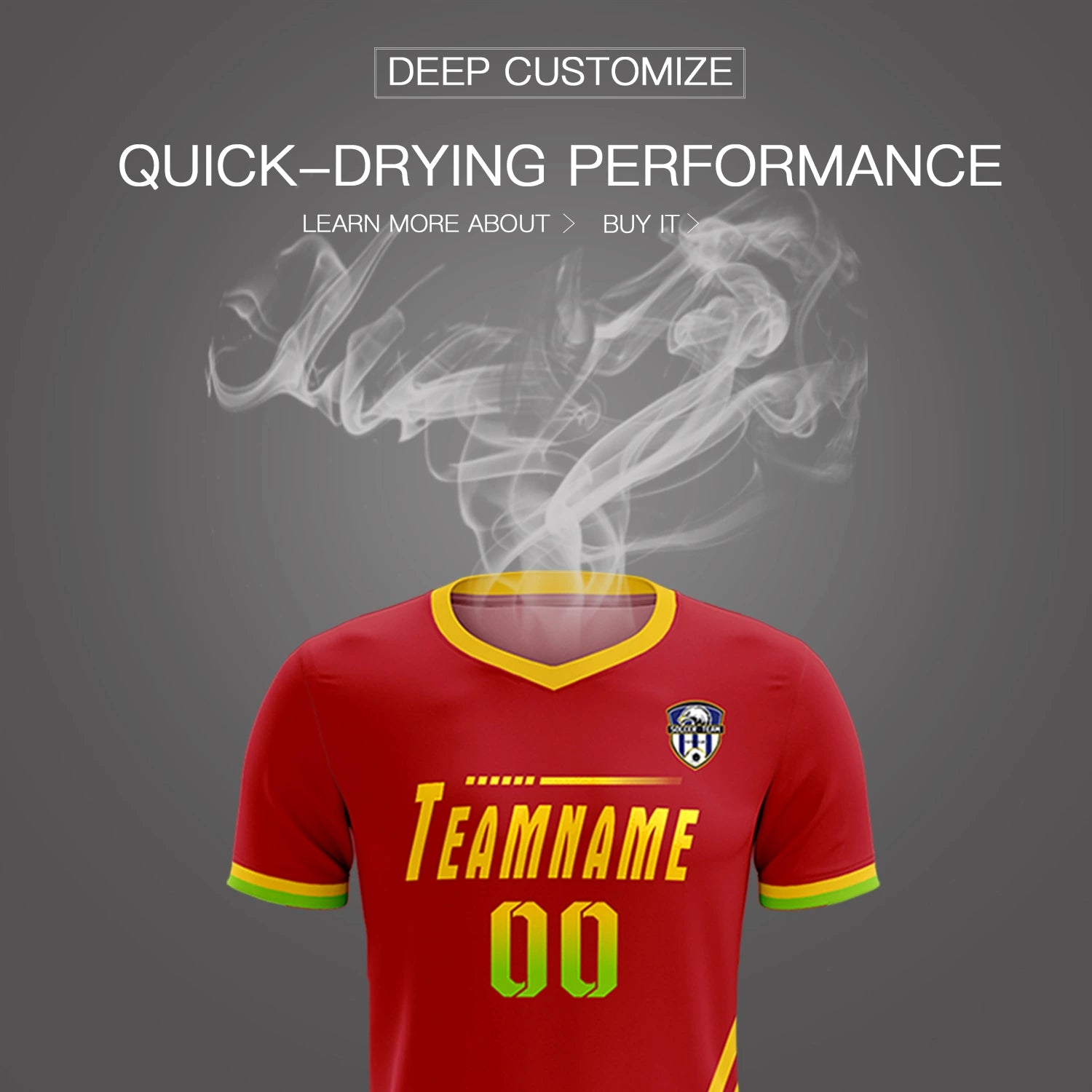 Custom Red Gold01-Neon Green Gradient Fashion Sportswear Soccer Sets Jersey