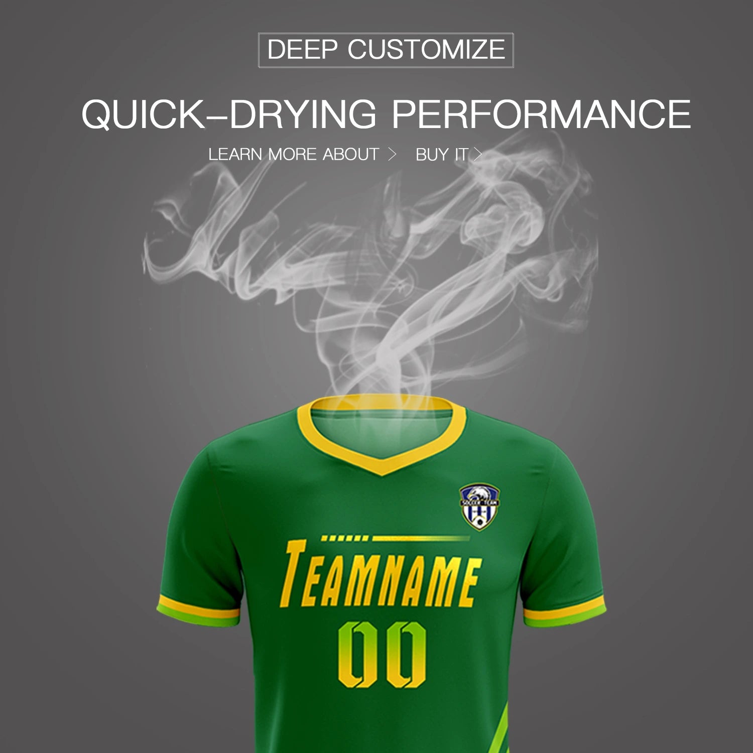 Custom Kelly Green Neon Green-Gold01 Gradient Fashion Sportswear Soccer Sets Jersey