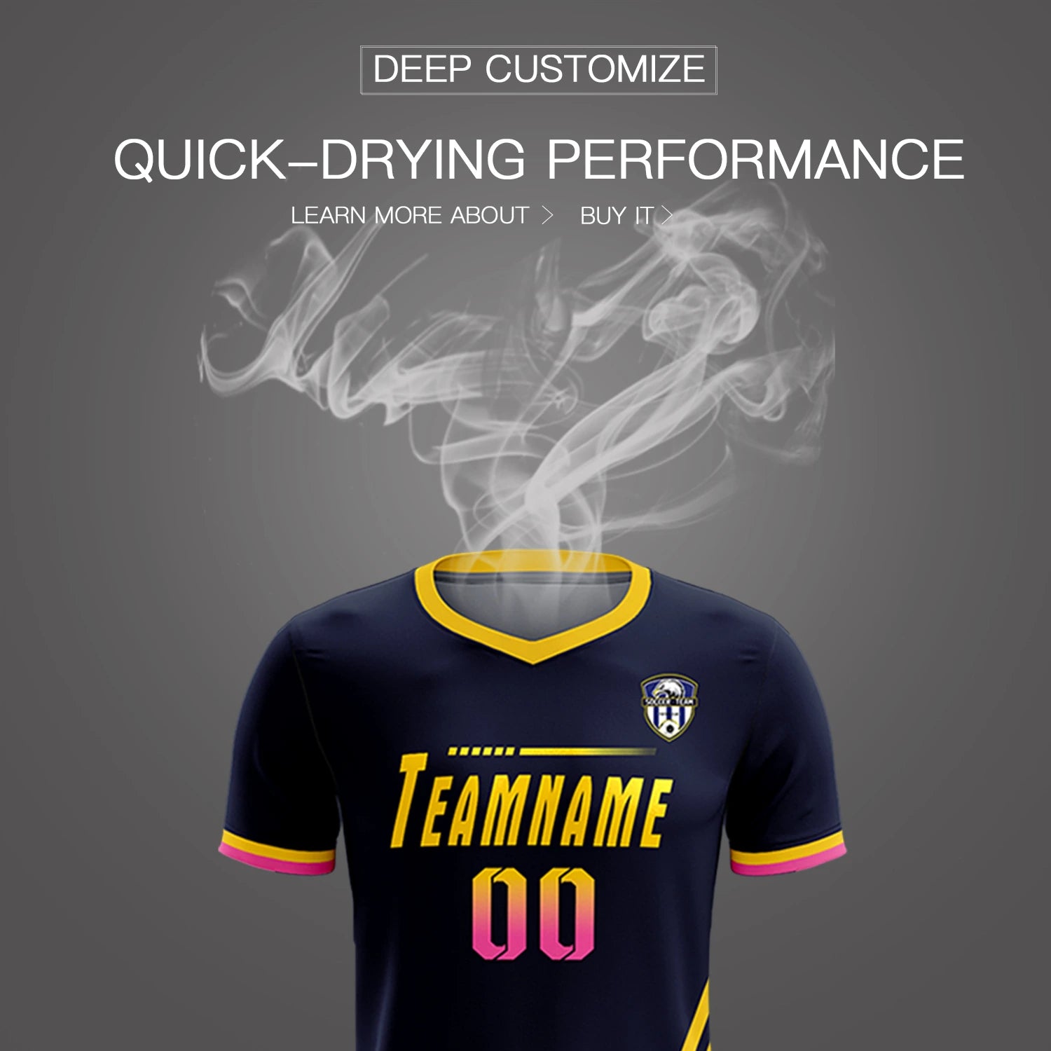 Custom Navy Gold01-Pink Gradient Fashion Sportswear Soccer Sets Jersey